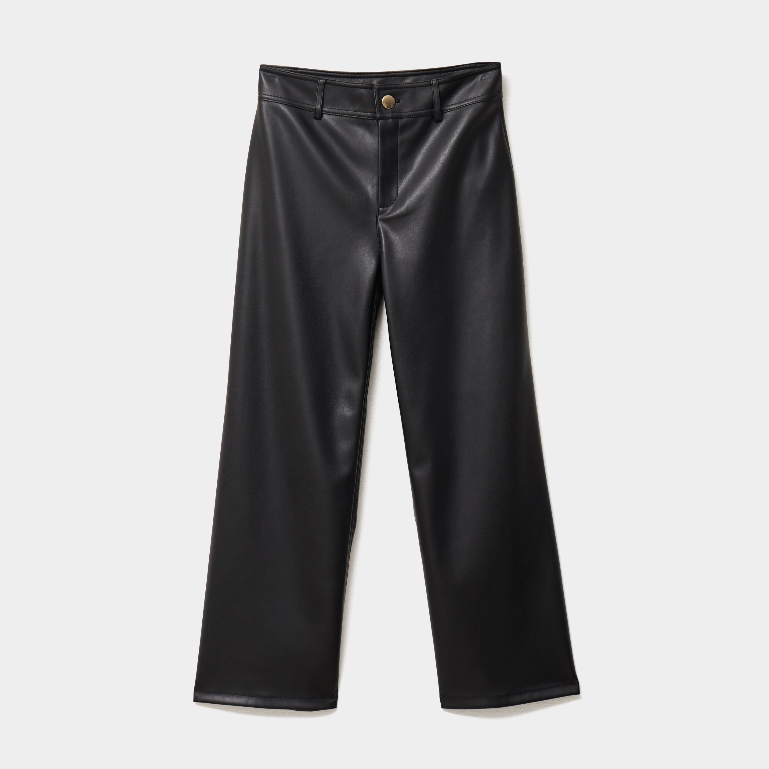 pantalon simili cuir 78eme large noir femme Pantalon simili cuir 7/8ème large noir femme