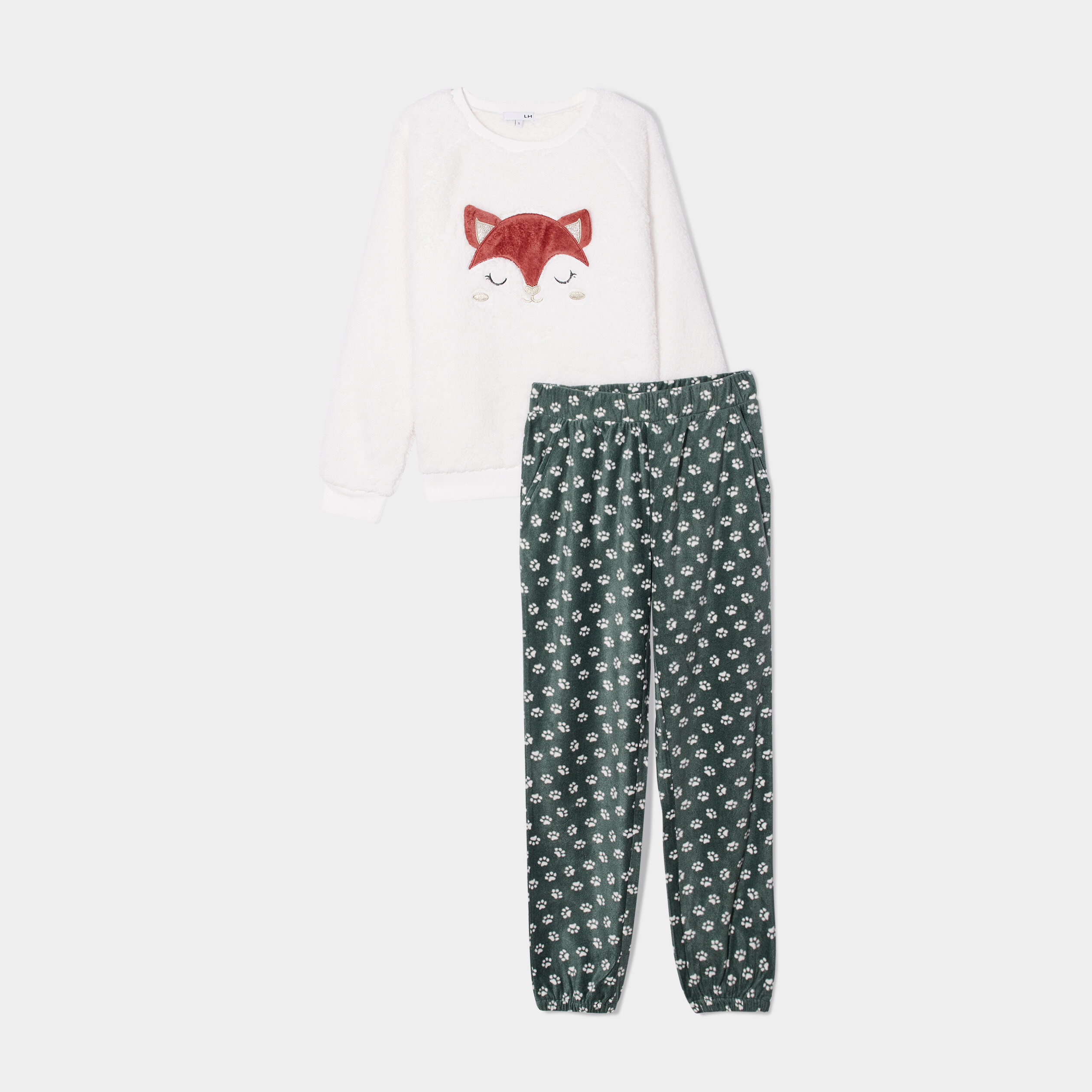 Ensemble pyjama pantalon pilou blanc femme
