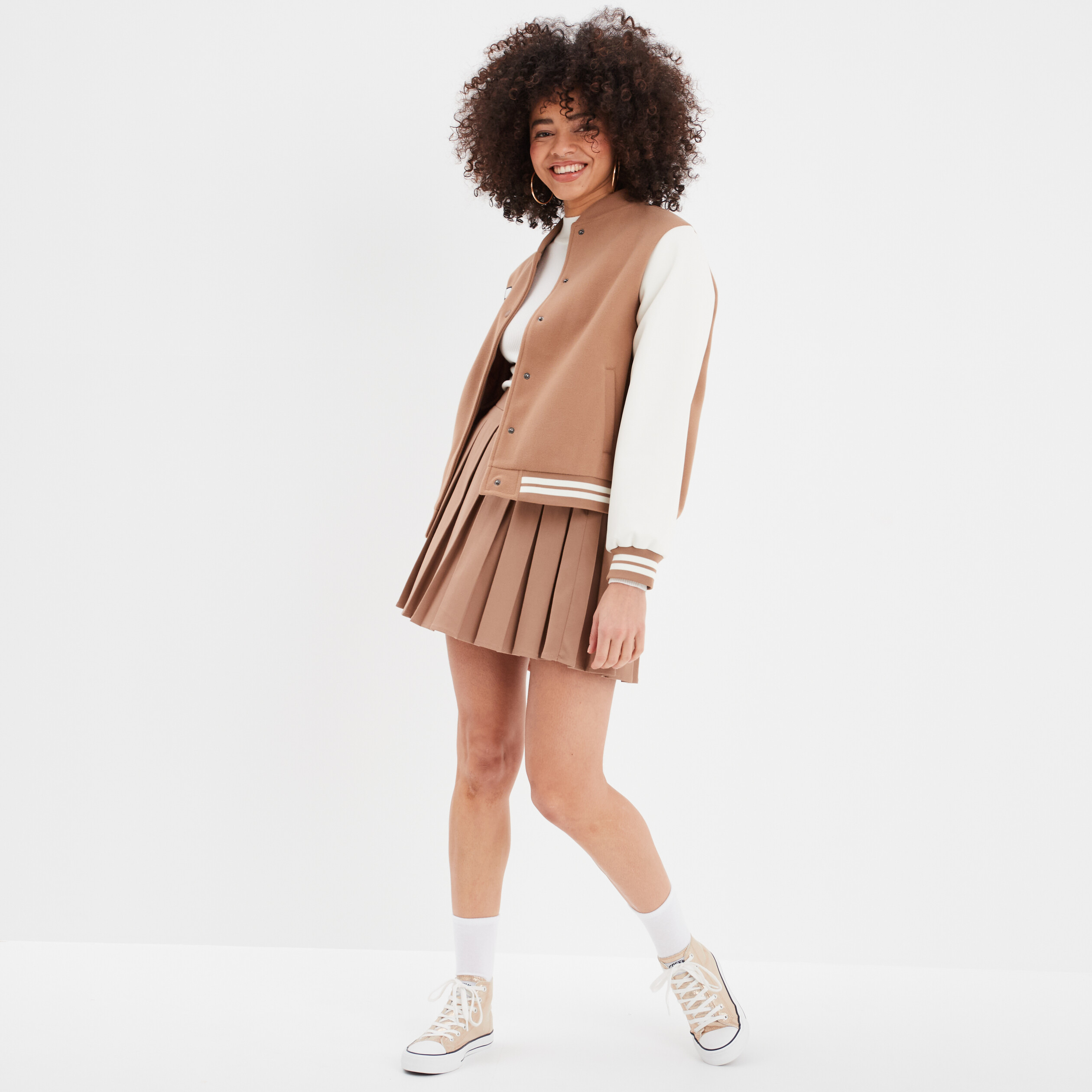 jupe courte plissee marron femme Jupe courte plissée marron femme
