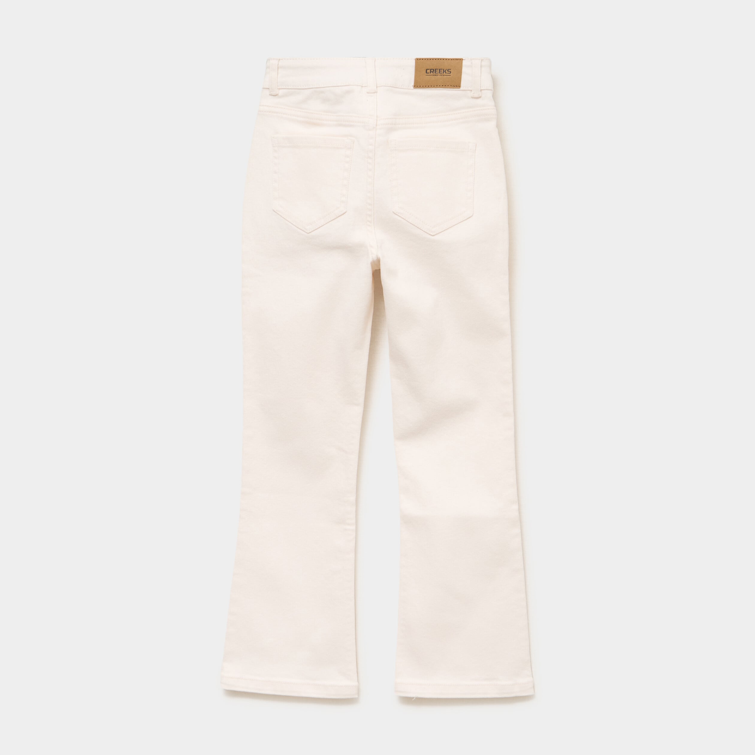 Pantalon bootcut twill 4 poches creme fille