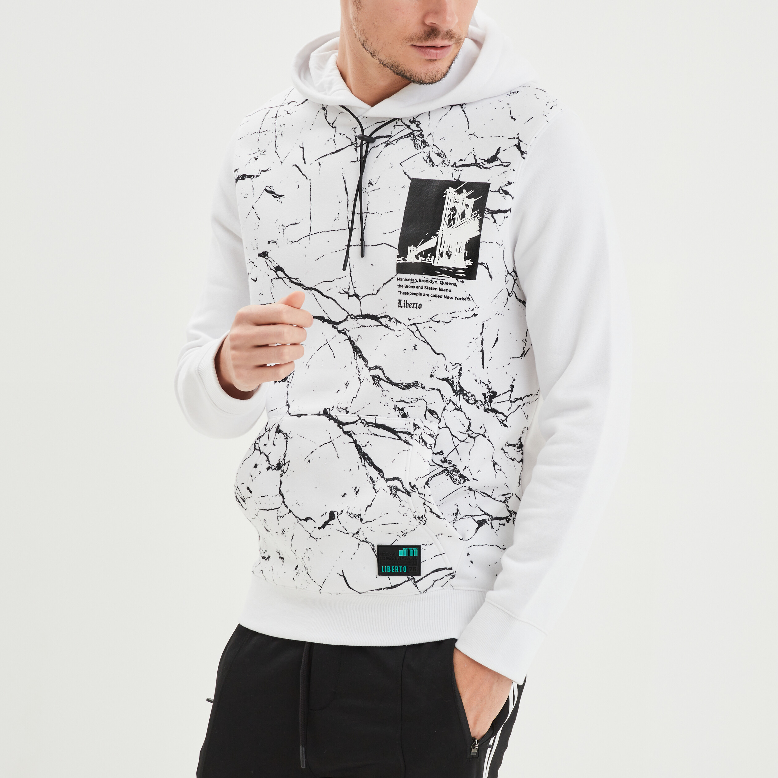 Sweat à capuche hoodie Liberto blanc homme