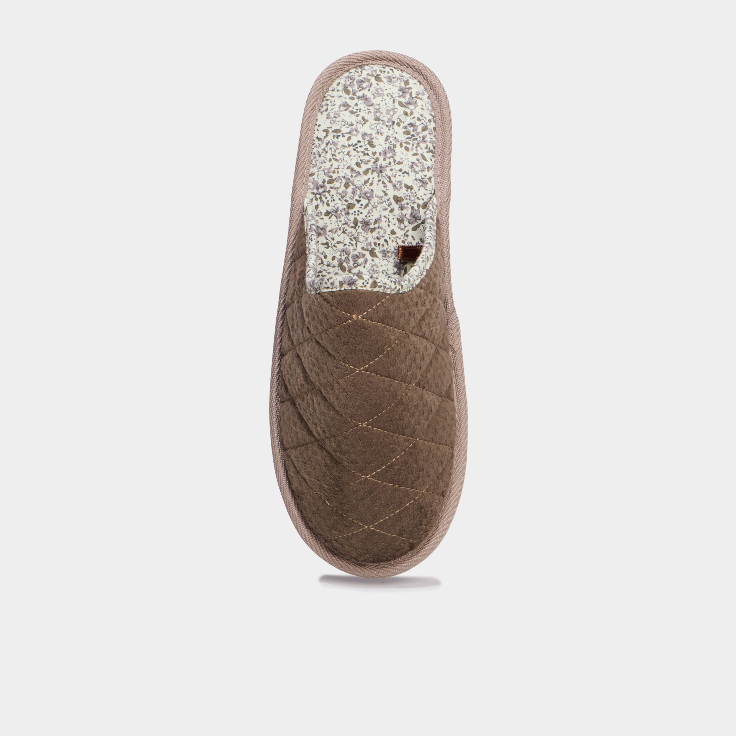 Chaussons mules compens&eacute;es matelass&eacute;es marron femme