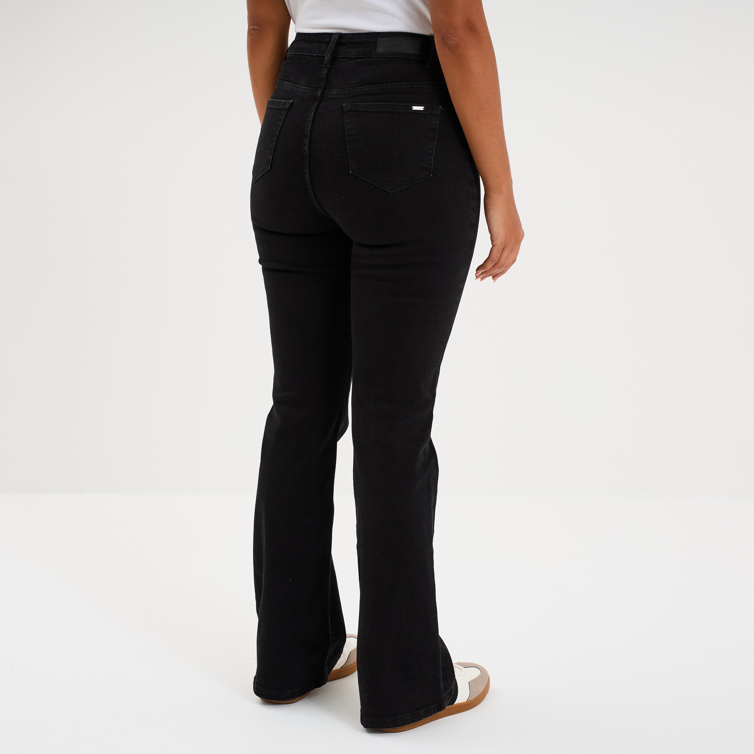 Jeans flare 5 poches denim noir femme