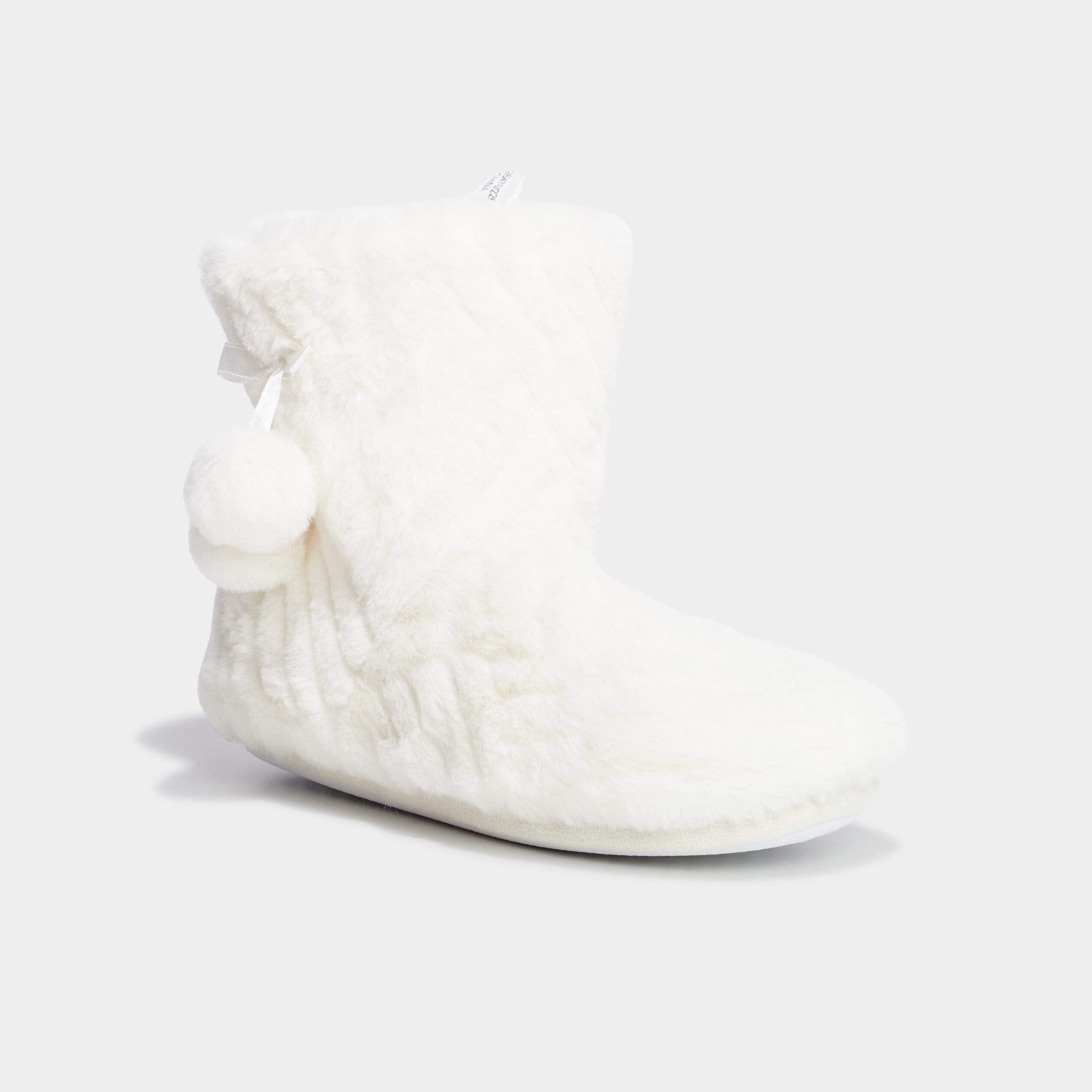Chaussons bottines fourr&eacute;s blanc femme