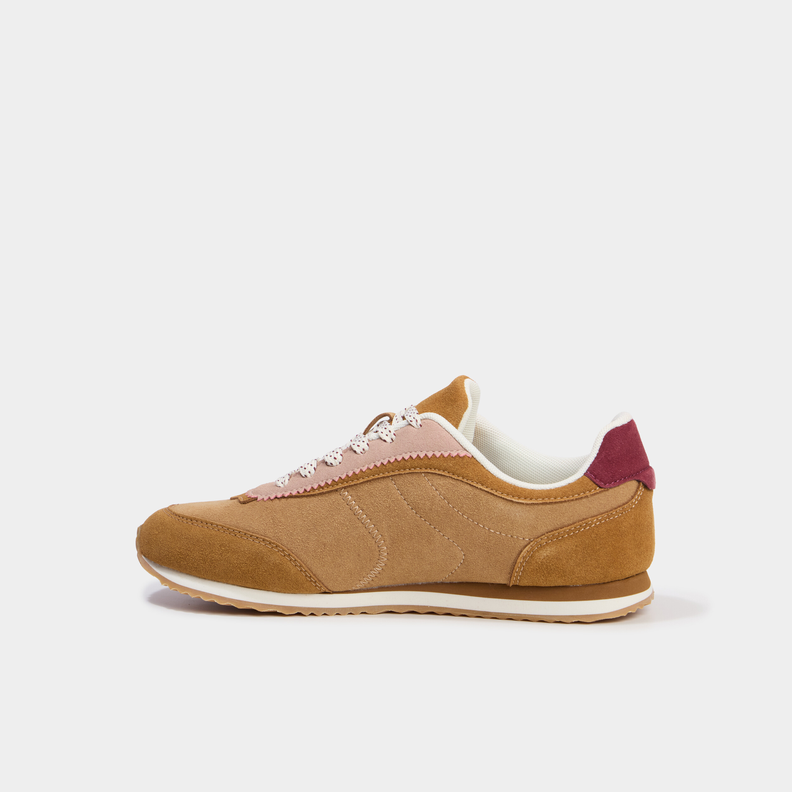 Baskets su&eacute;dine &agrave; lacets rose femme