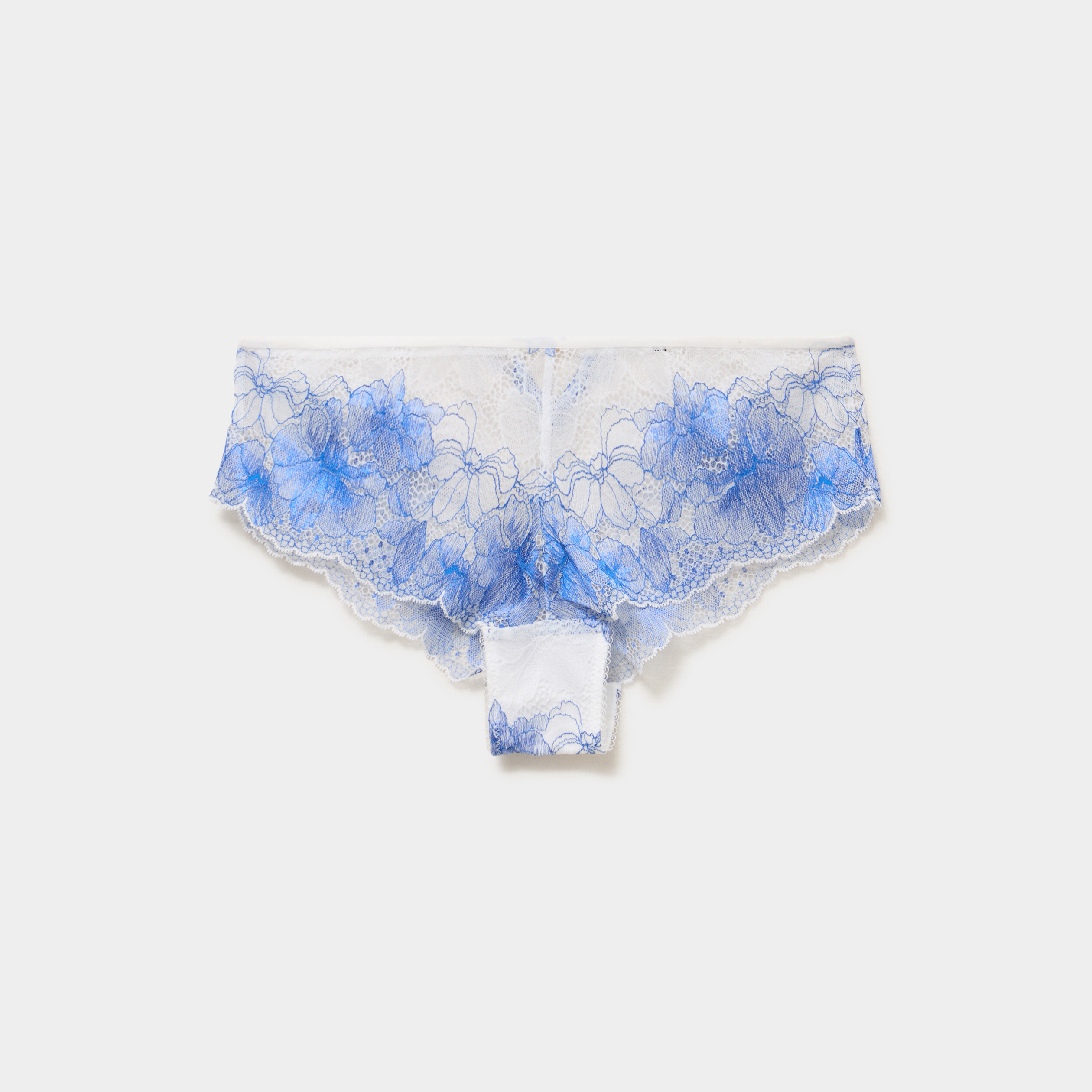 Shorty en dentelle bleu clair femme