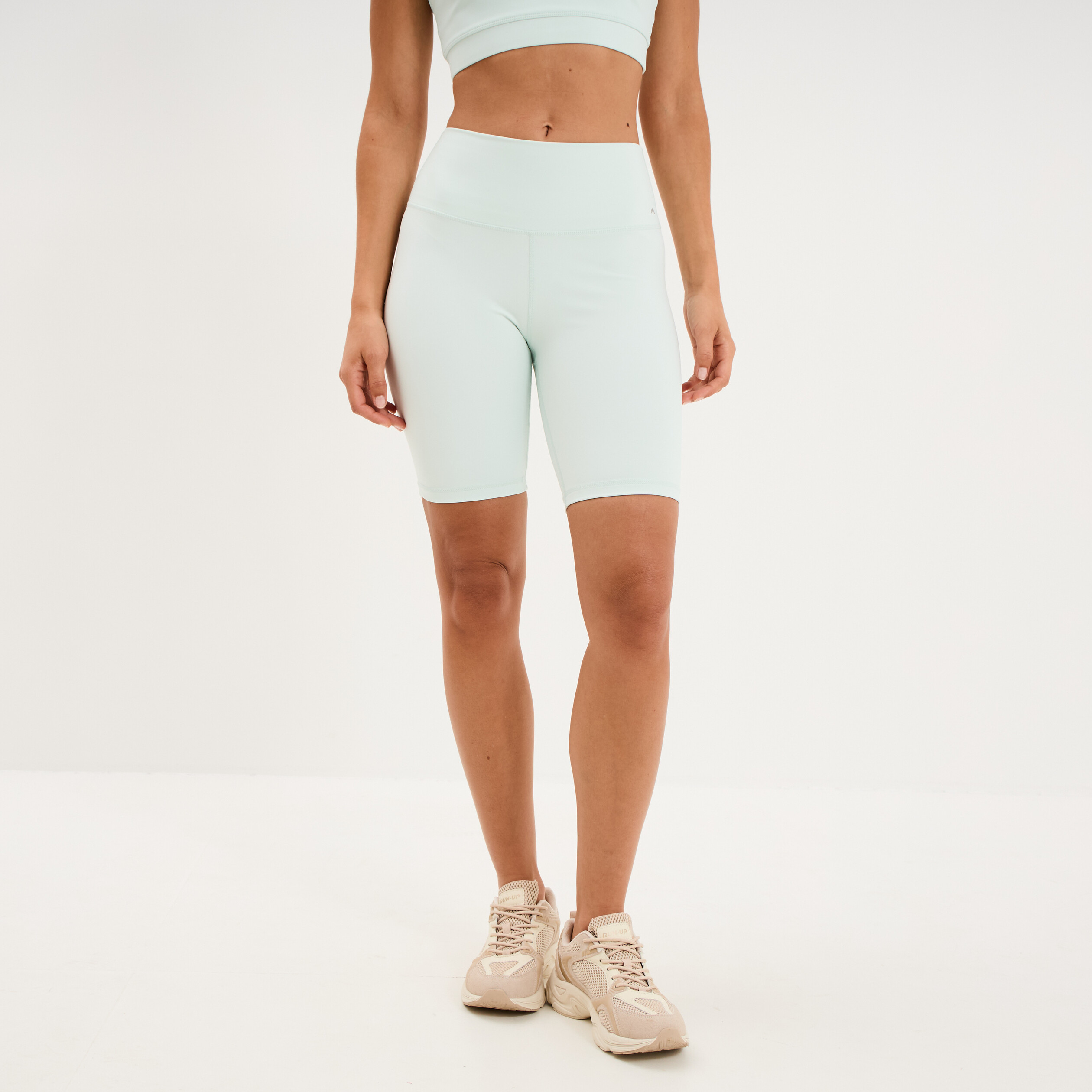 Short cycliste de sport taille haute bleu turquoise femme