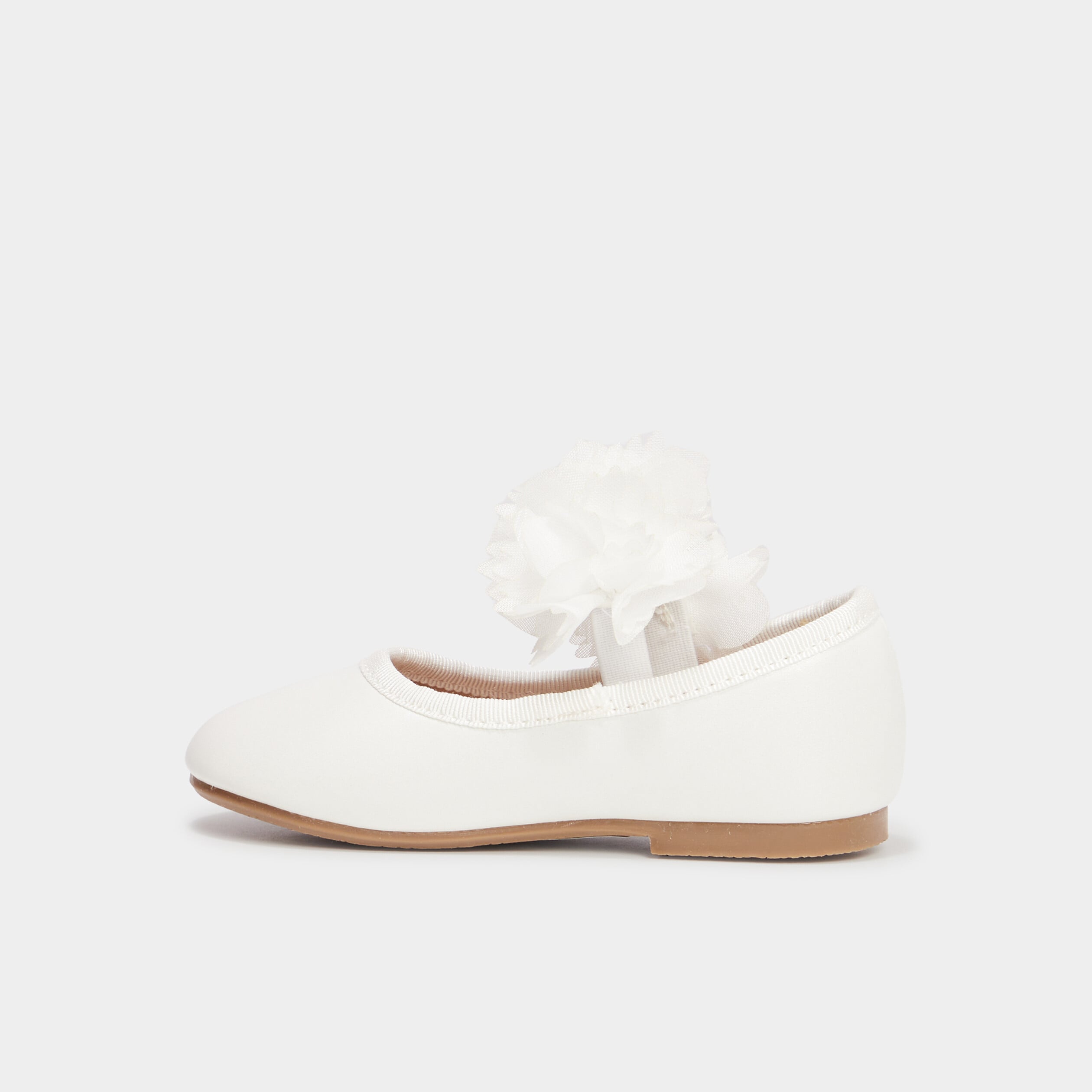 Ballerines &agrave; froufrous blanc b&eacute;b&eacute; fille
