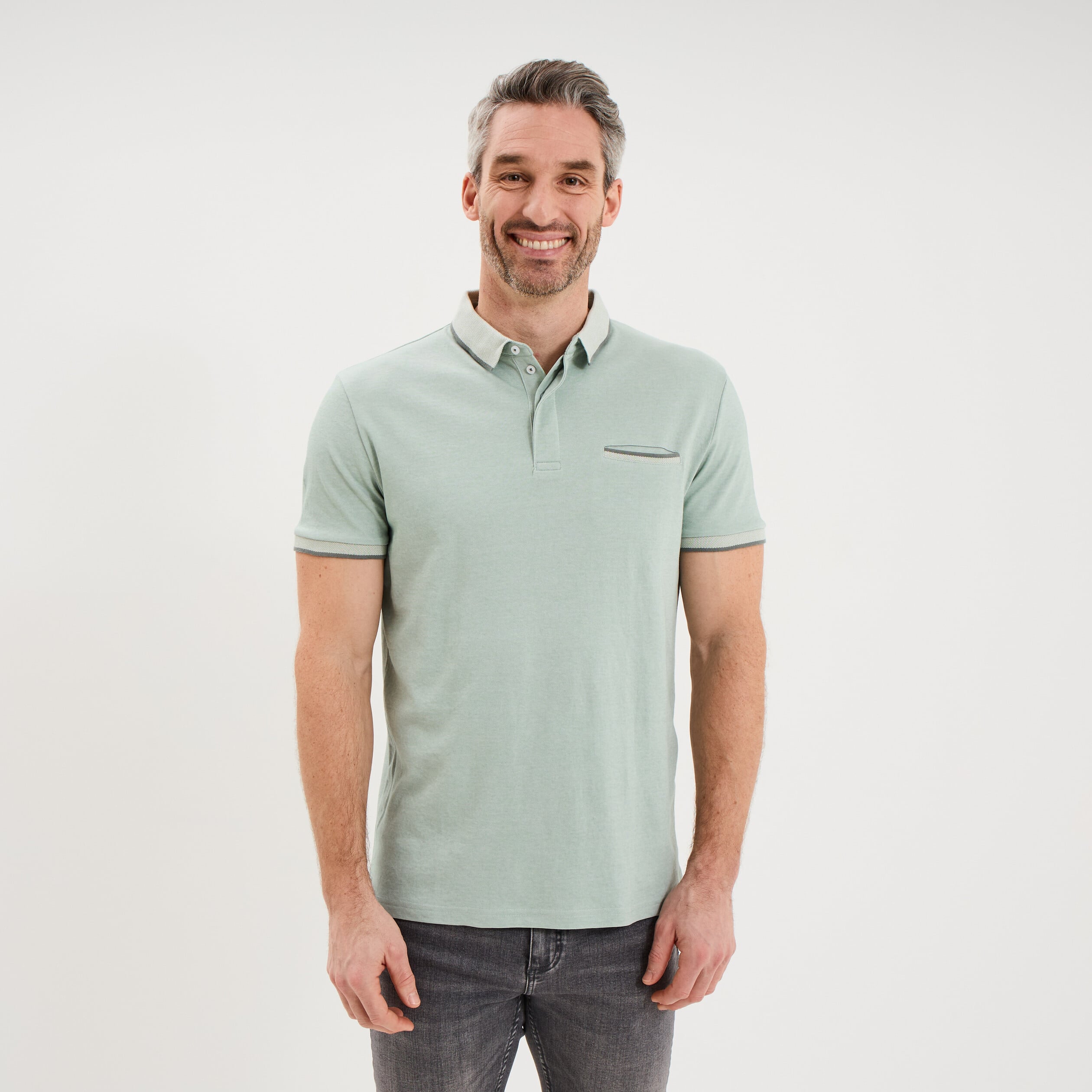 Polo manches courtes coupe droite vert pastel homme