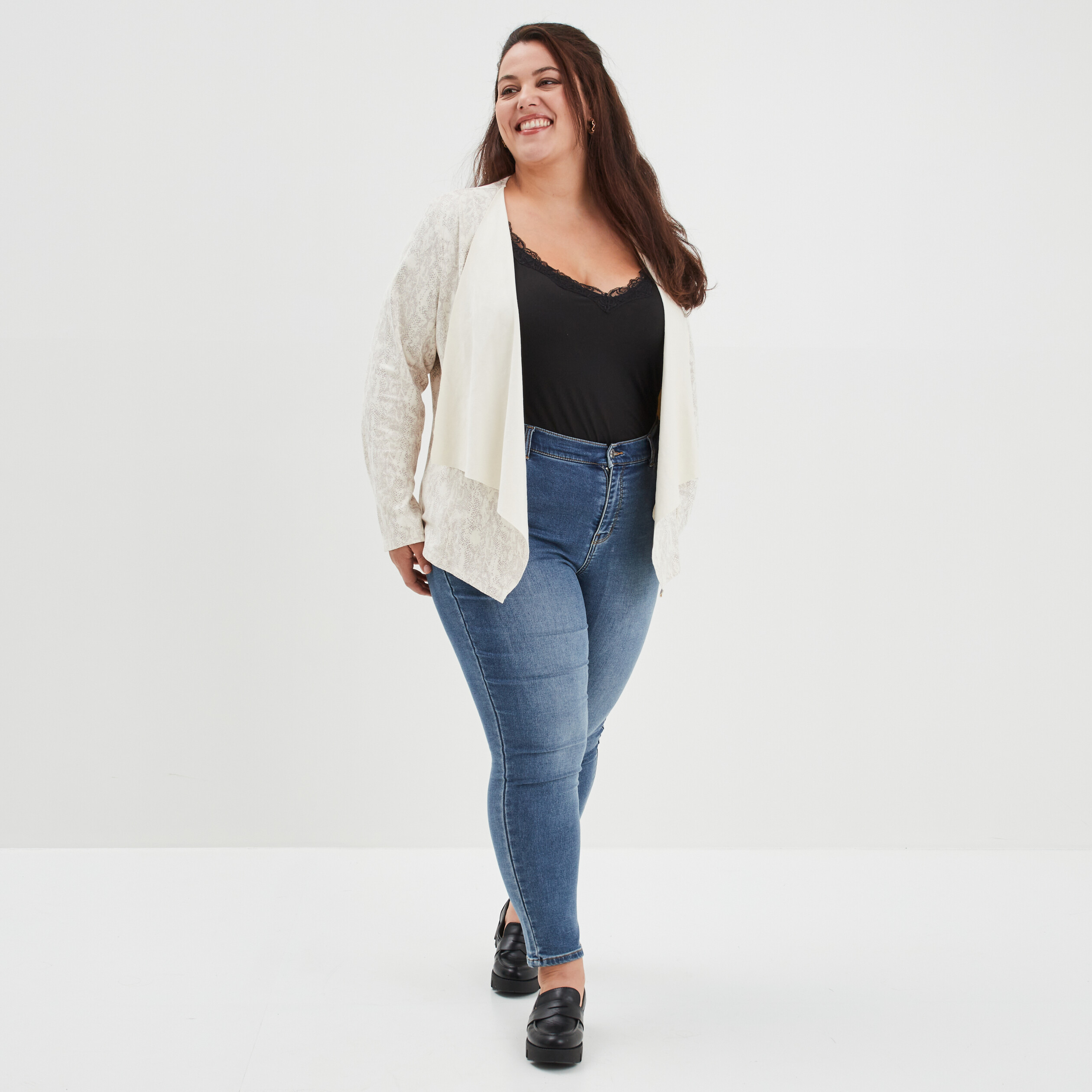 Débardeur bretelles larges col en V noir femme grande taille