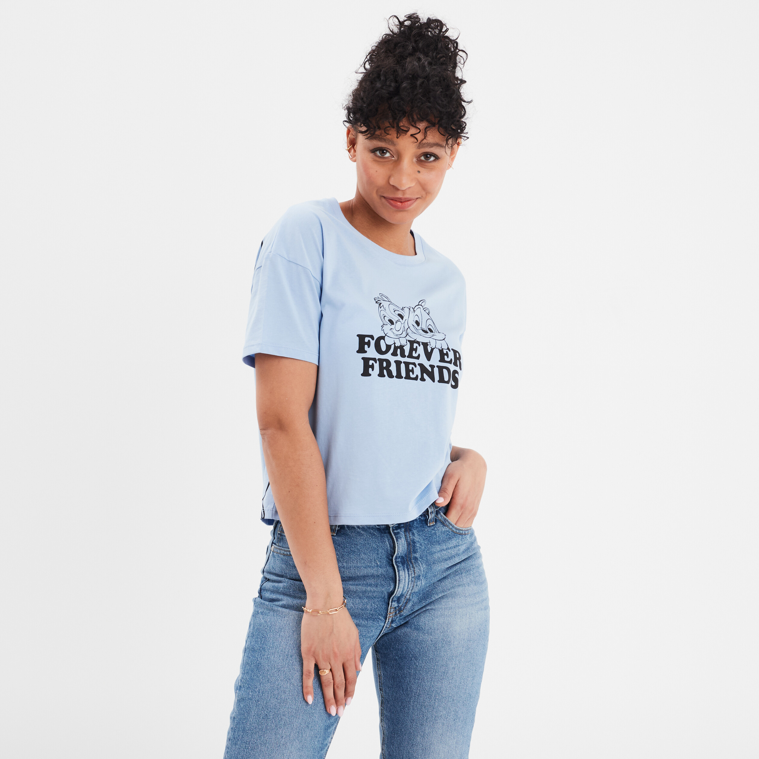 t shirt manches courtes tic et tac bleu ciel femme T-shirt manches courtes Tic et Tac bleu ciel femme