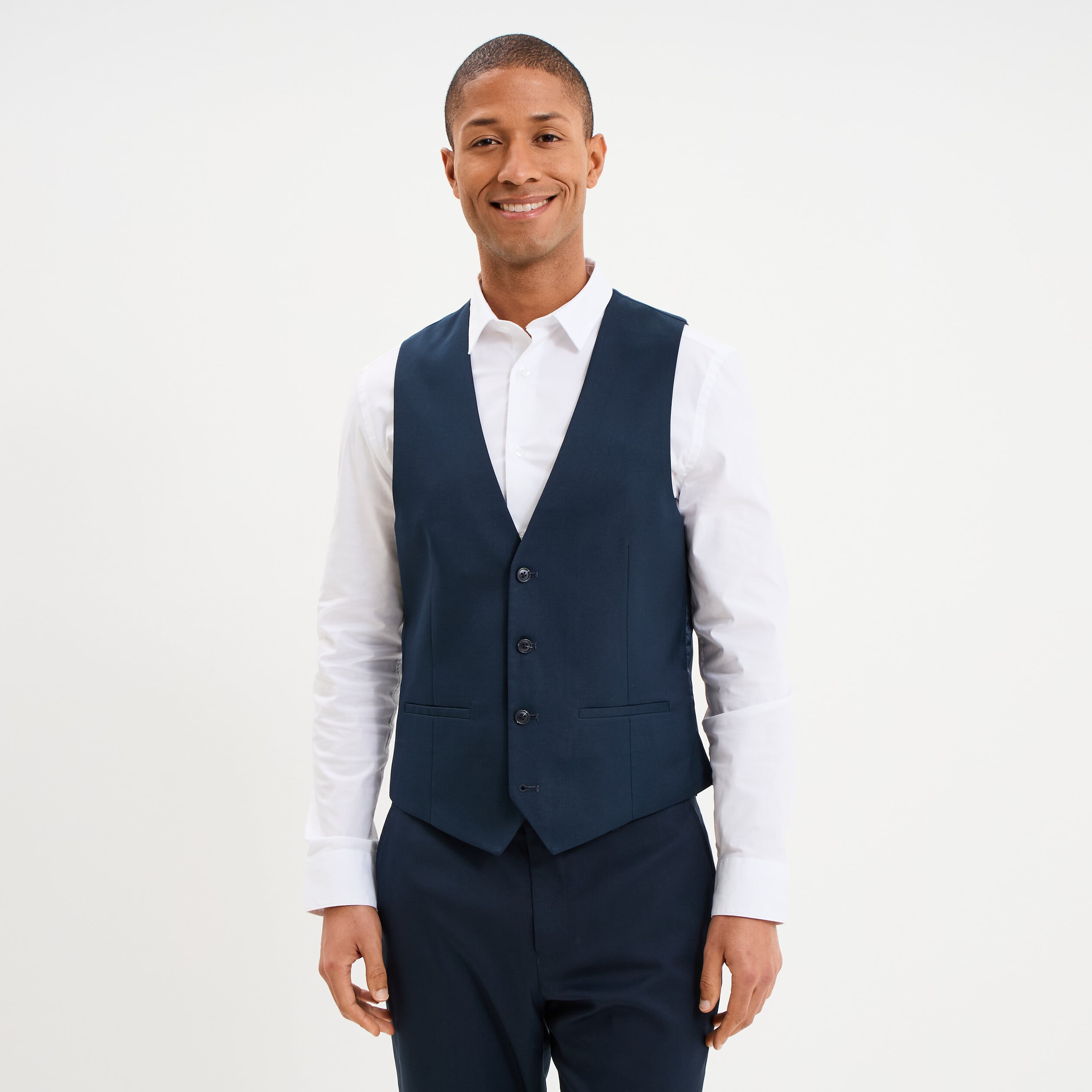 Gilet de costume sans manches bleu marine homme