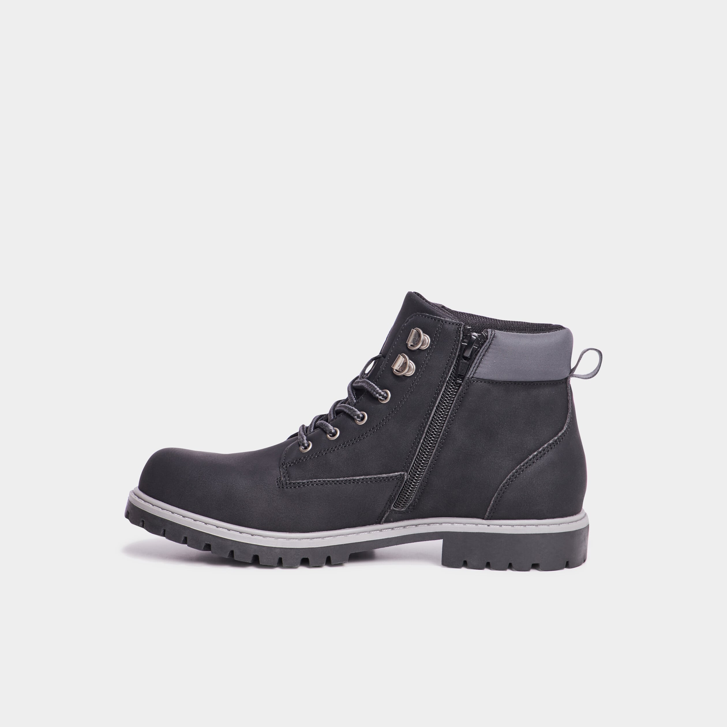 Boots crant&eacute;es zipp&eacute;es Trappeur noir gar&ccedil;on