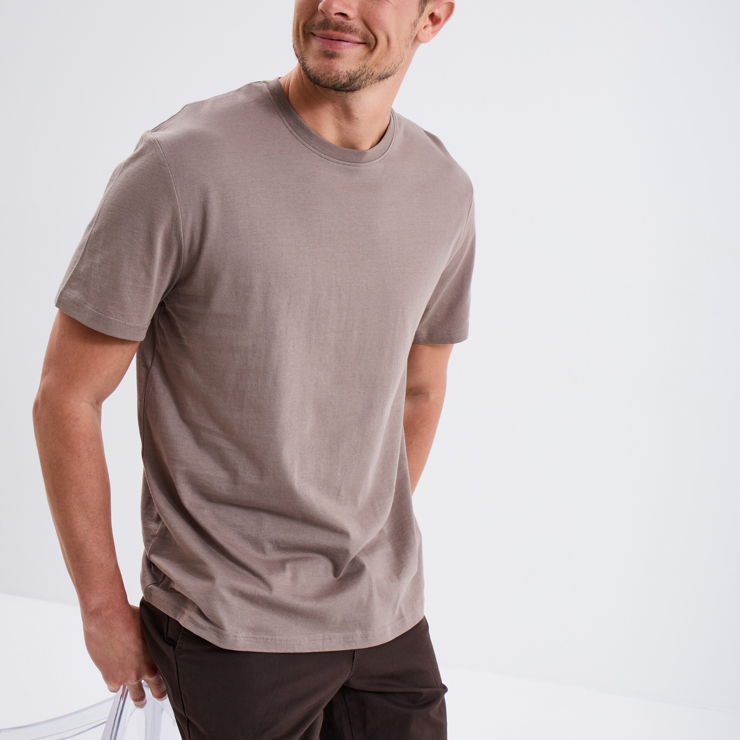 t shirt en coton manches courtes gris homme T-shirt en coton manches courtes gris homme