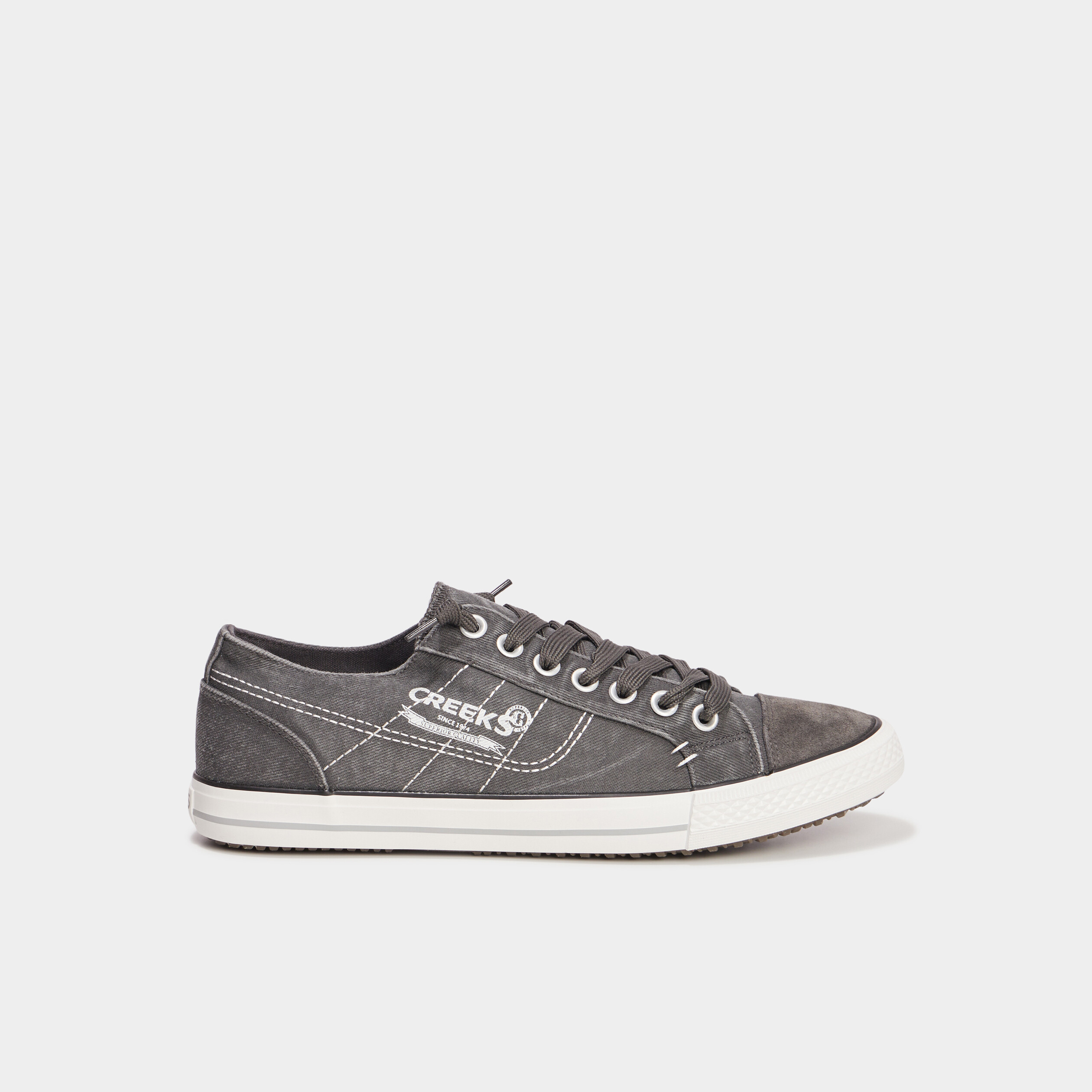 Tennis basses en toile &agrave; lacets gris homme