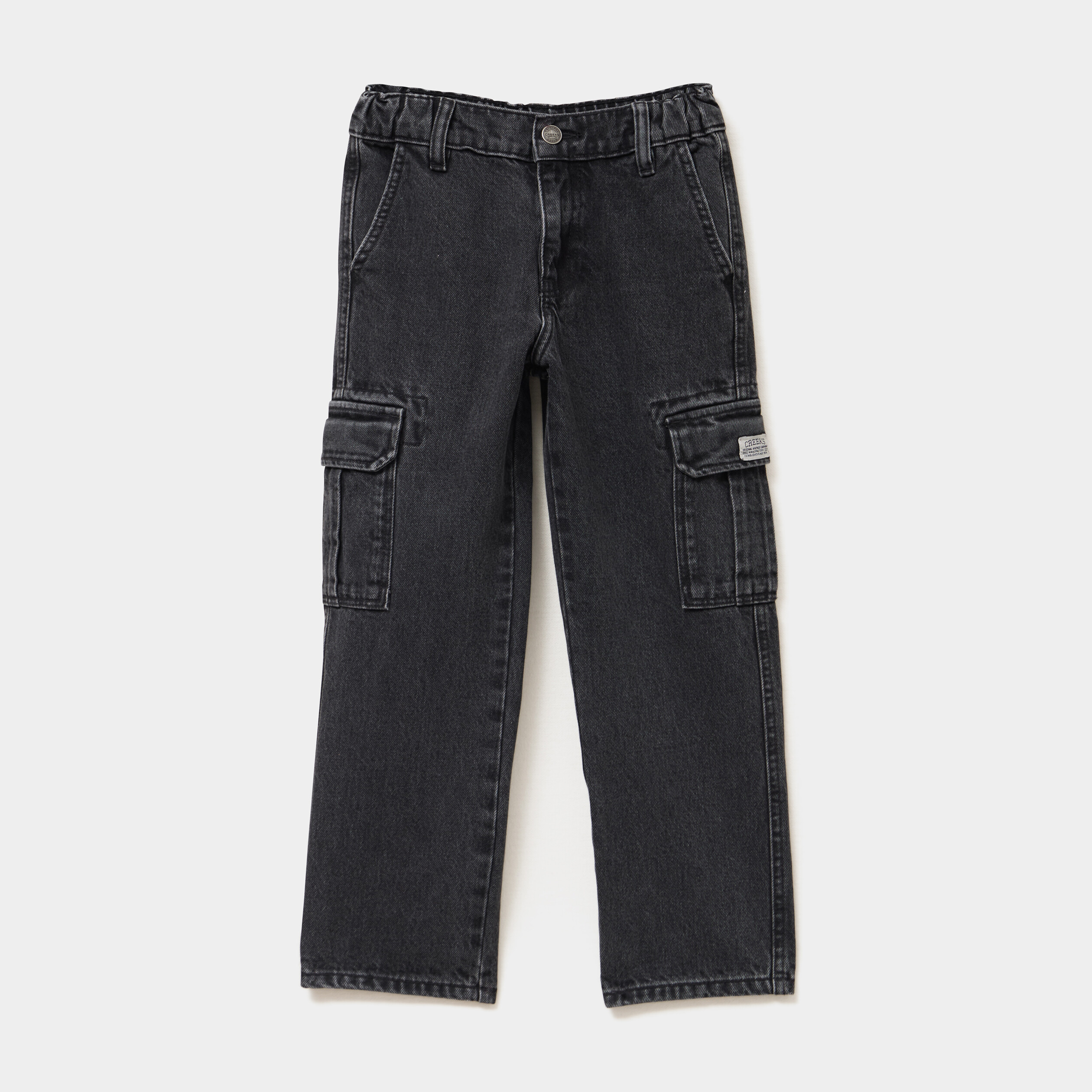Jeans cargo 6 poches coton denim noir gar&ccedil;on