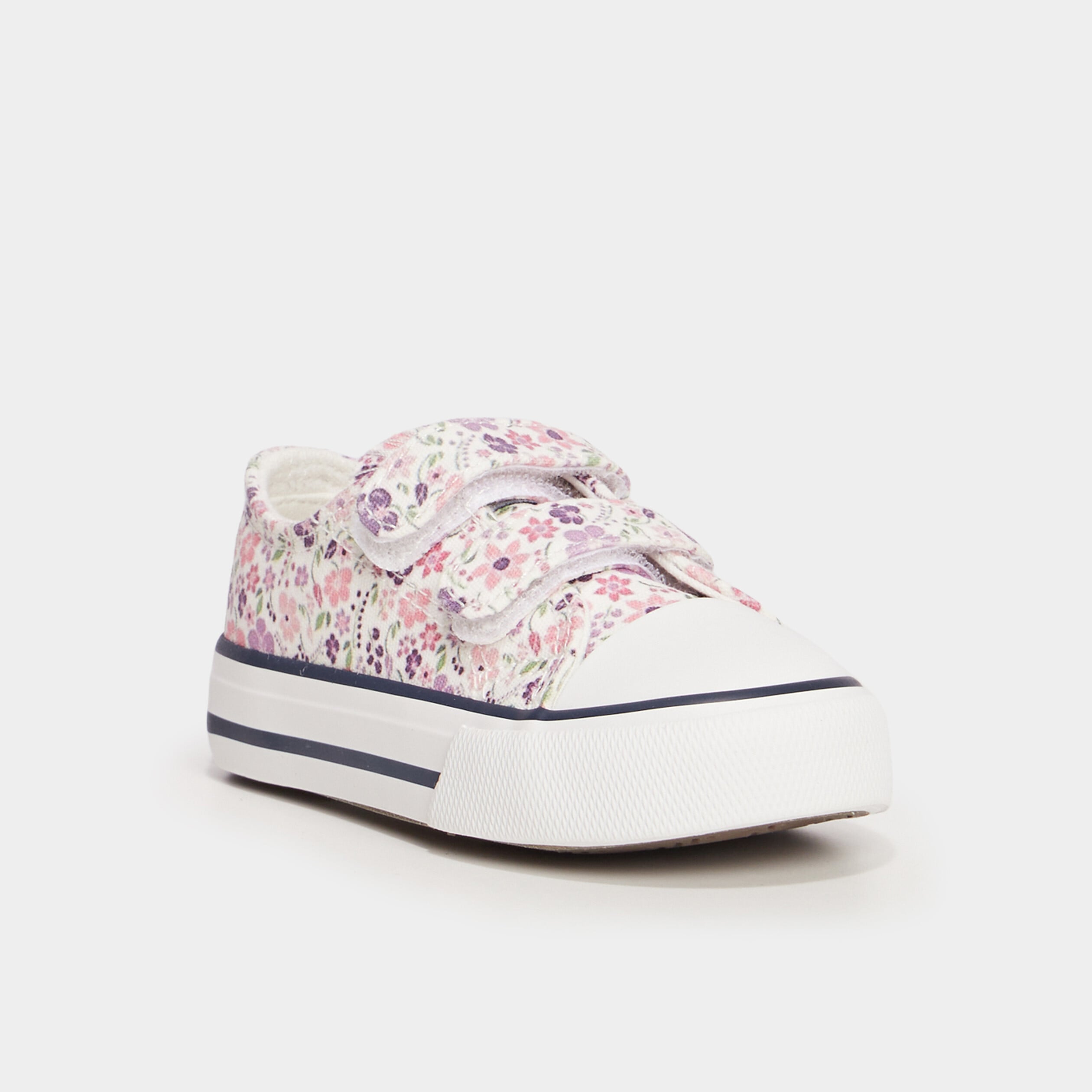 Basket en toile &agrave; scratchs bout renforc&eacute; multicolore b&eacute;b&eacute; fille