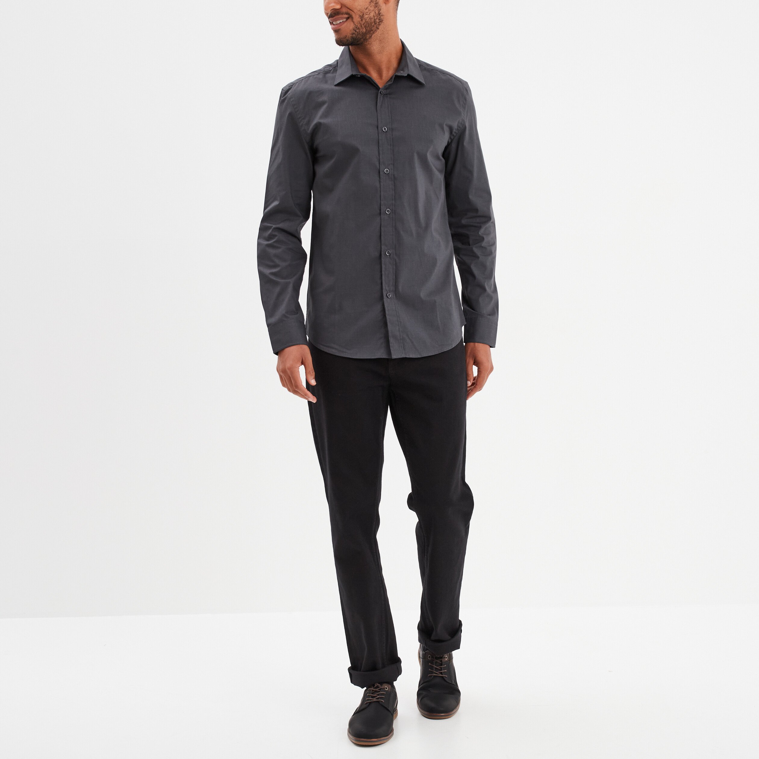 chemise stretch manches longues gris homme Chemise stretch manches longues gris homme