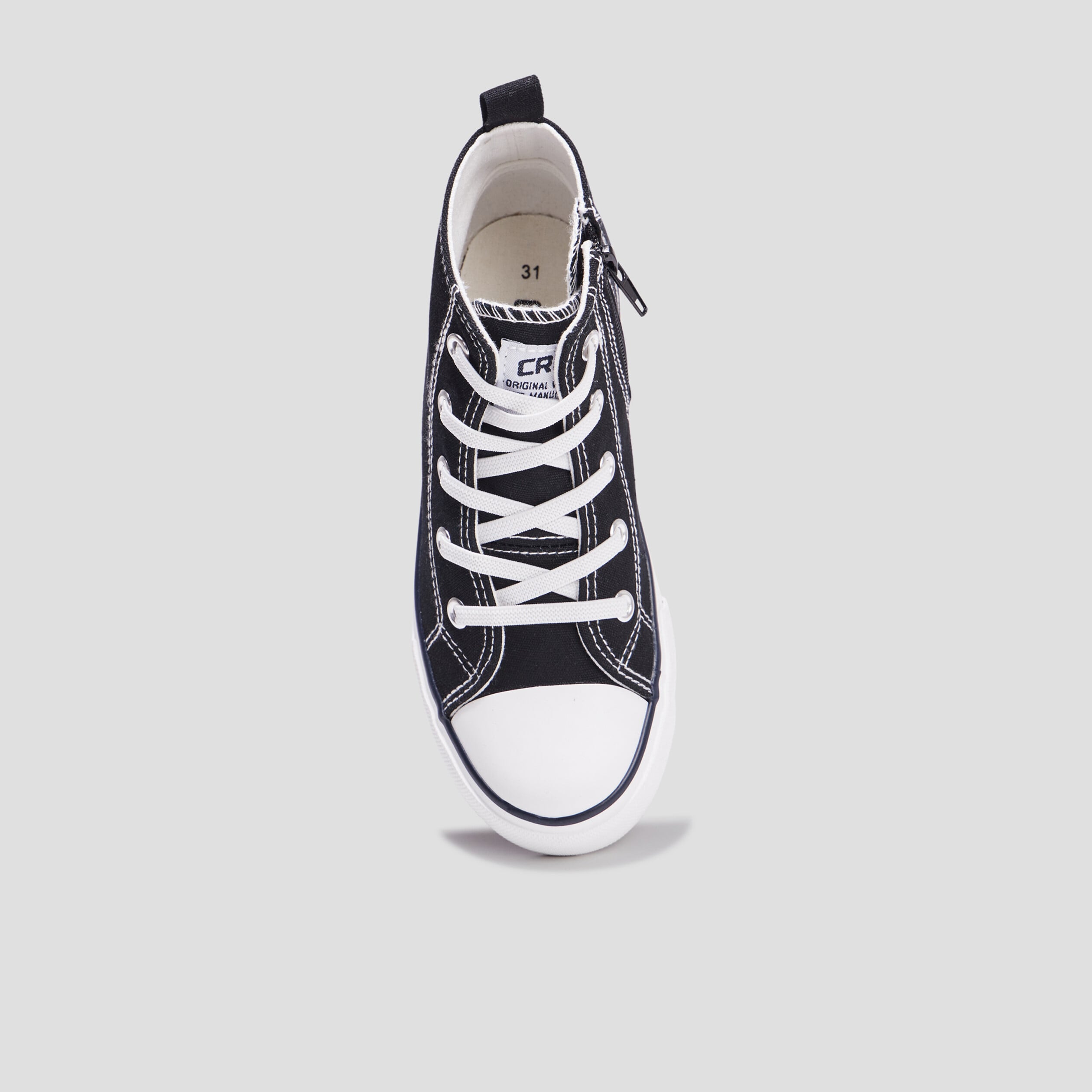 Tennis montantes en toile bout renforc&eacute; noir fille