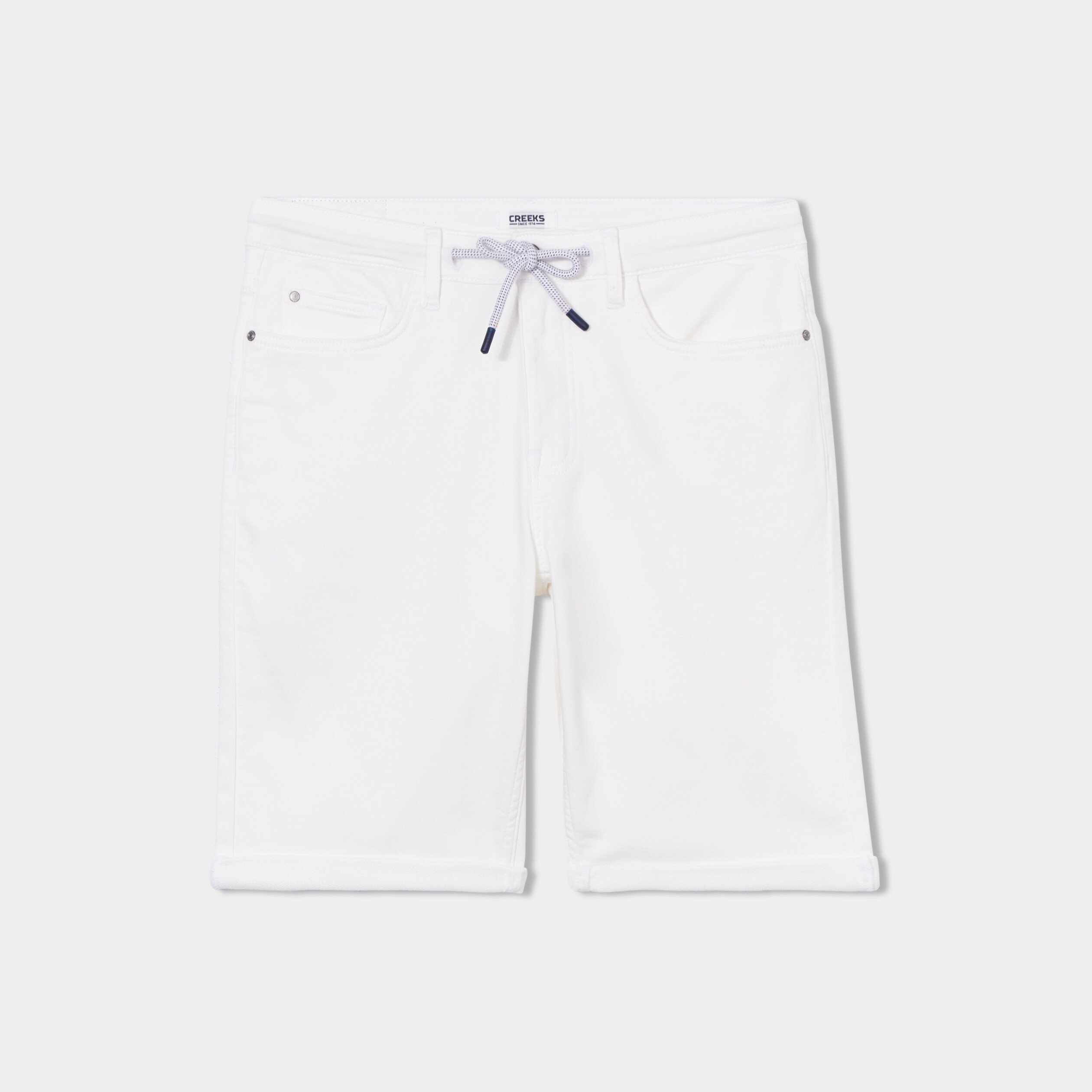 bermuda droit a coulisse en jean creeks ivoire homme Bermuda droit à coulisse en jean Creeks ivoire homme