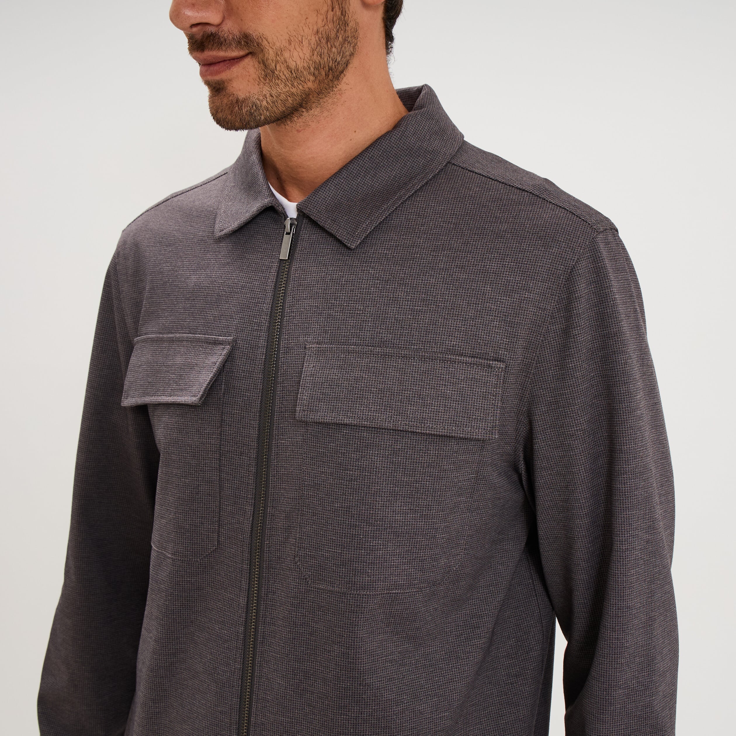 Surchemise zipp&eacute;e s&eacute;chage rapide gris homme