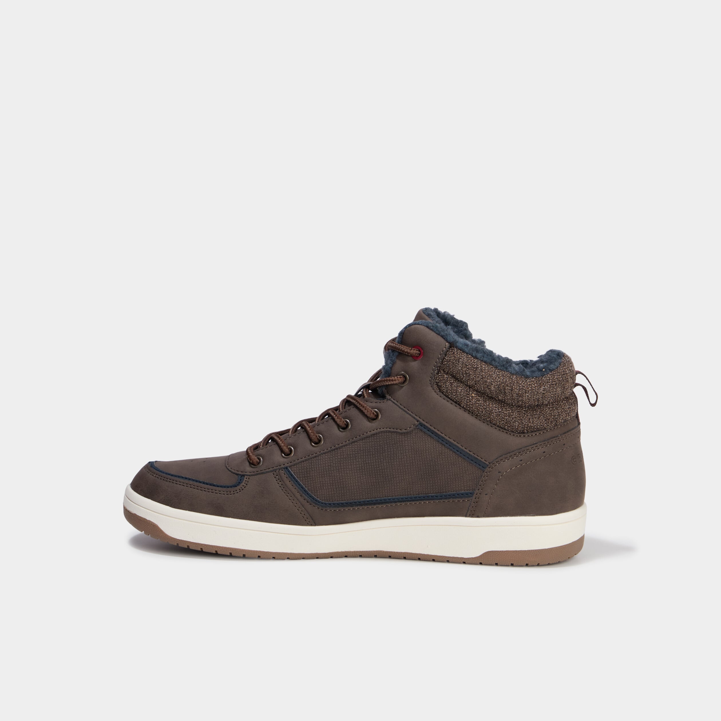 Baskets montantes fourr&eacute;es marron fonc&eacute; homme