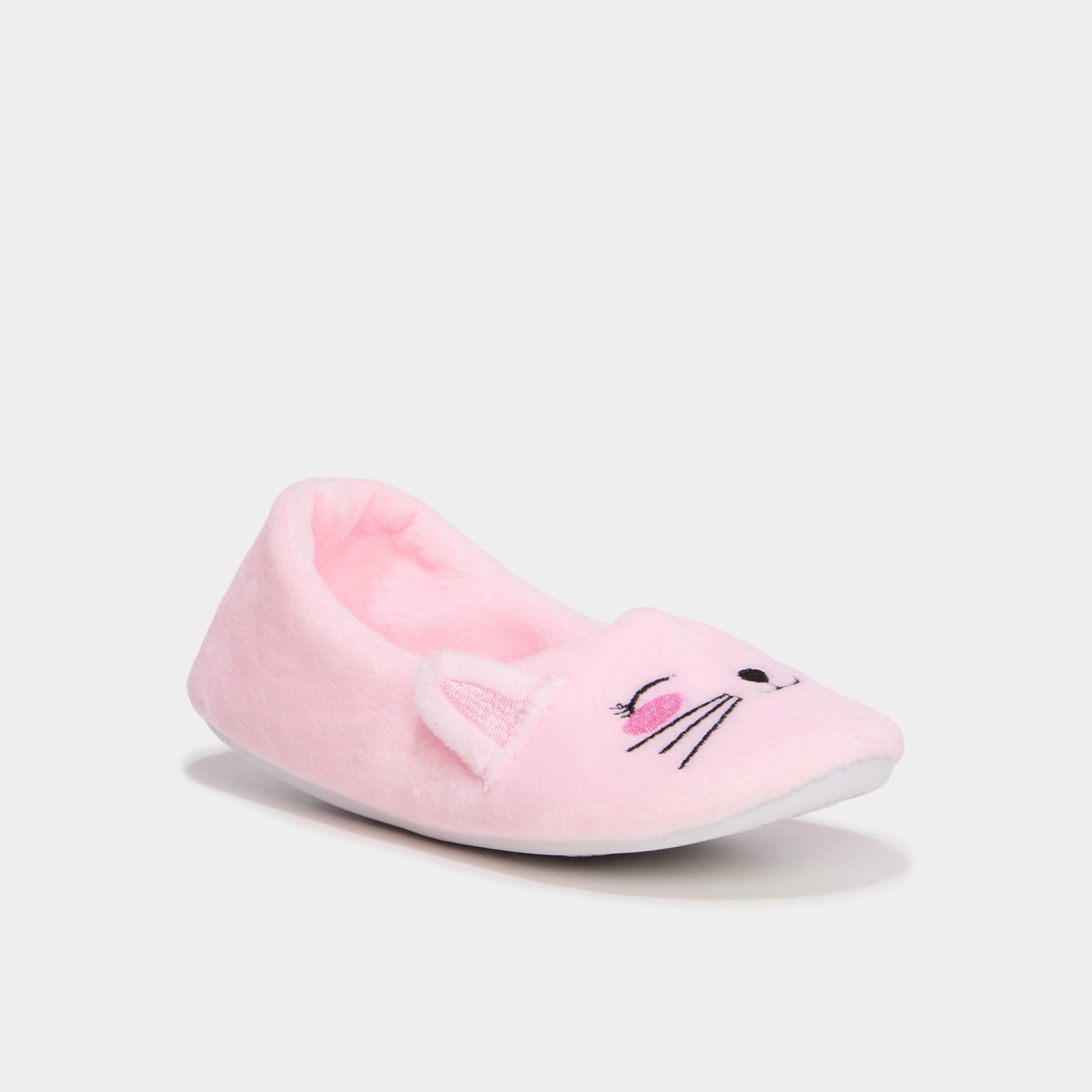 Chaussons ballerines effet velours rose fille