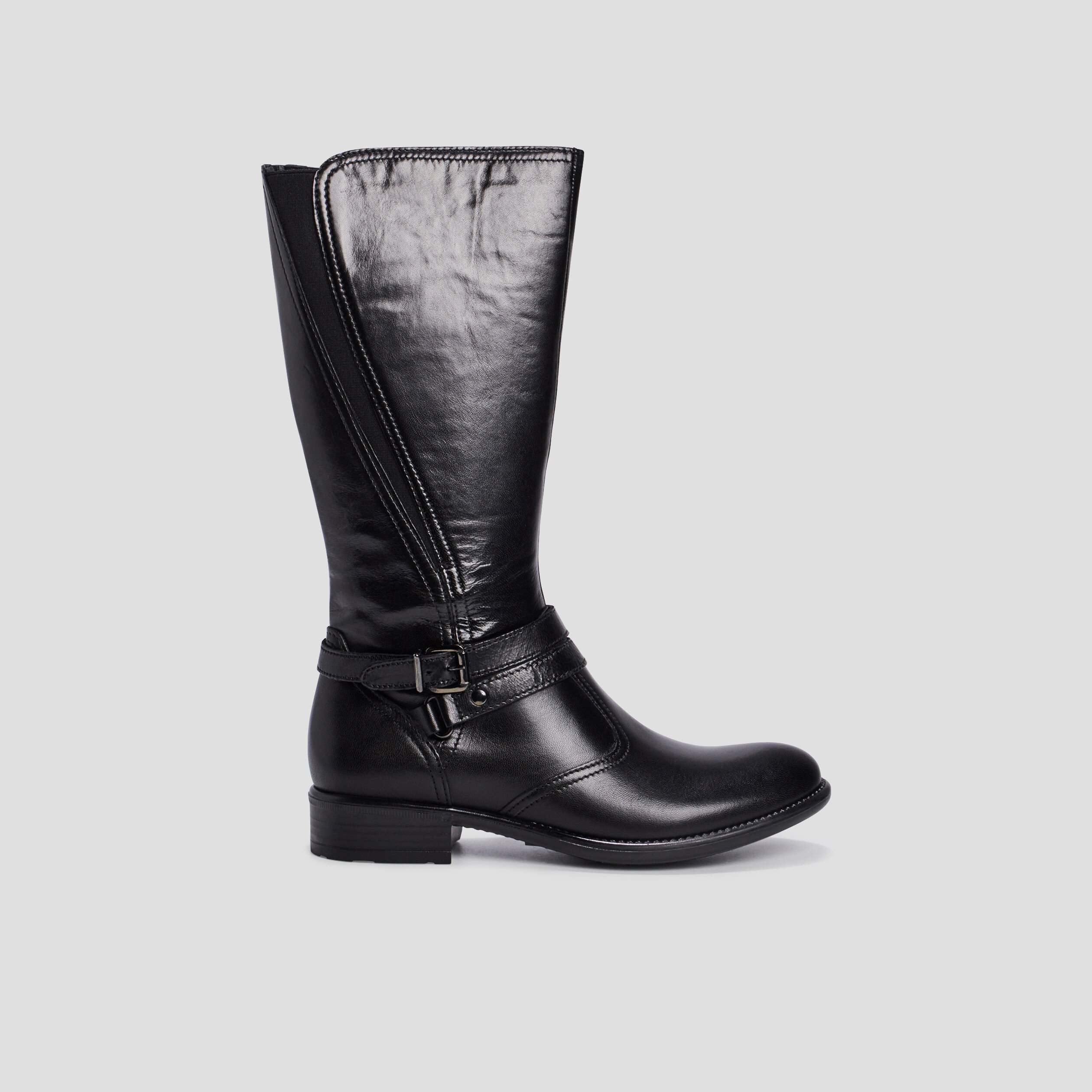Bottes en cuir avec brides noir fille