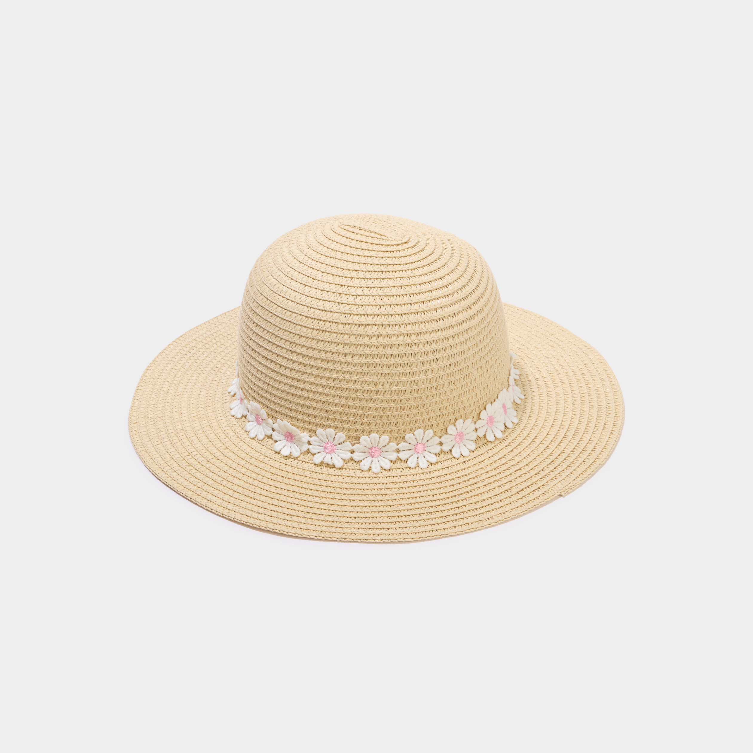 Chapeau de paille effet tress&eacute; sable fille