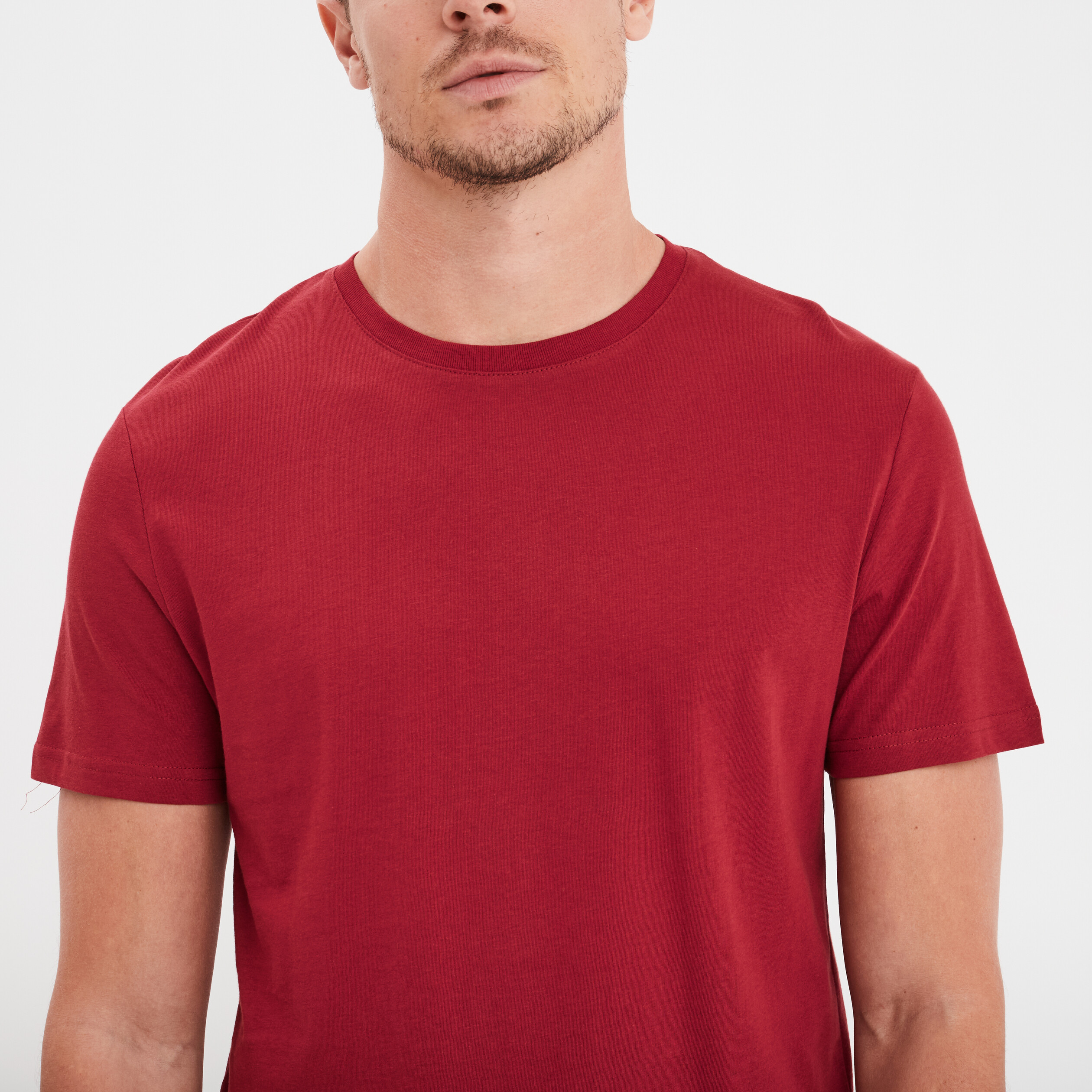 T-shirt droit en coton manches courtes rouge homme