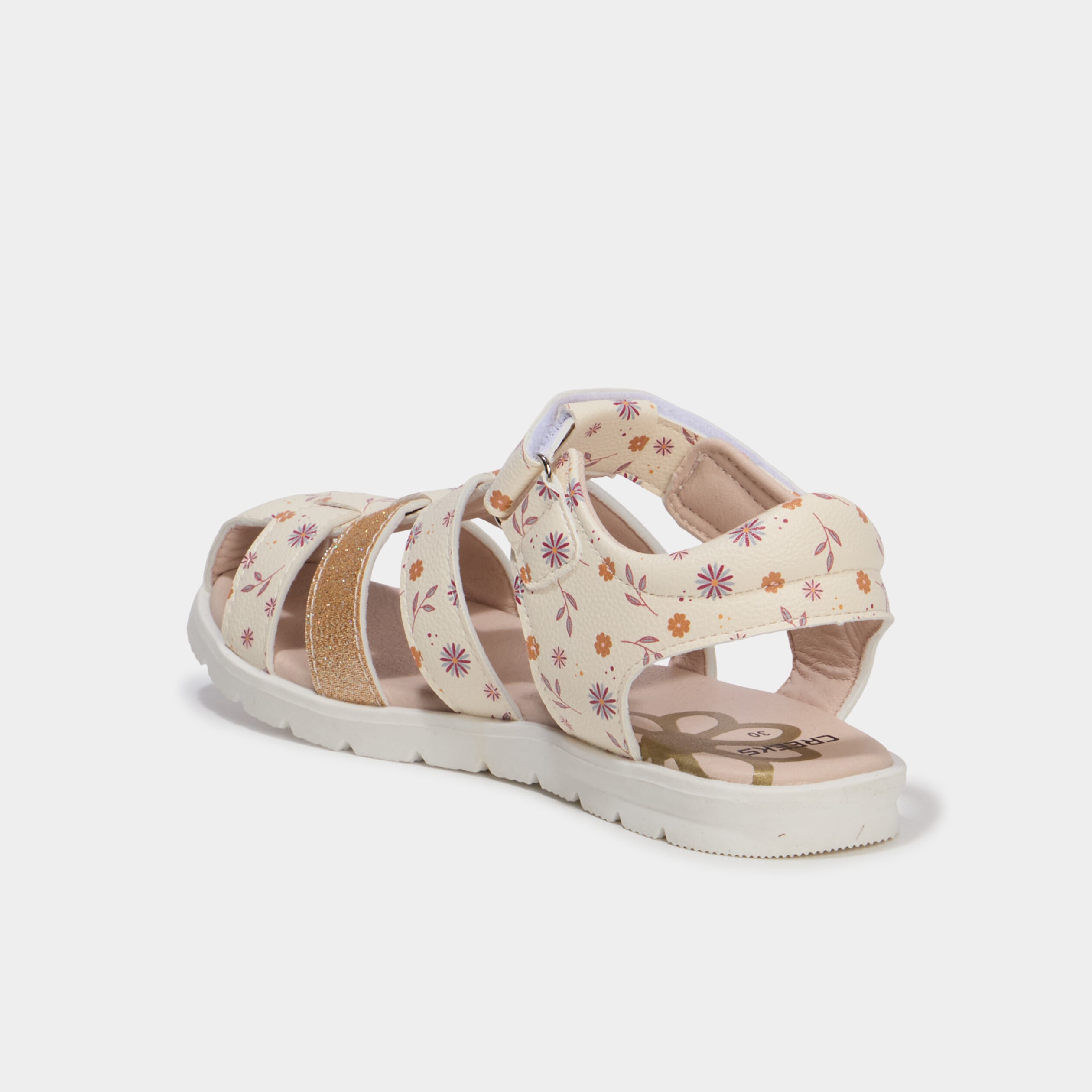Sandales &agrave; scratchs avec semelle souple multicolore fille