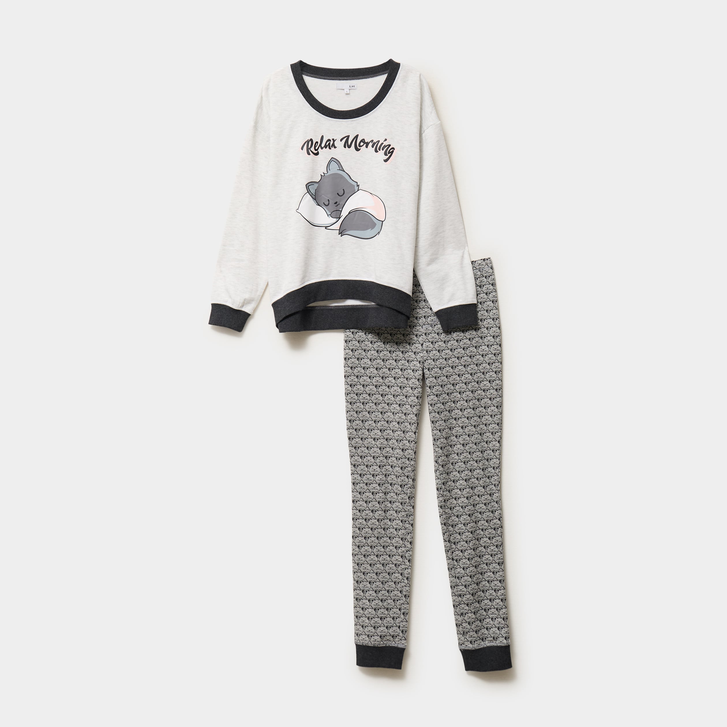 Ensemble pyjama 2 pi&egrave;ces gris clair femme