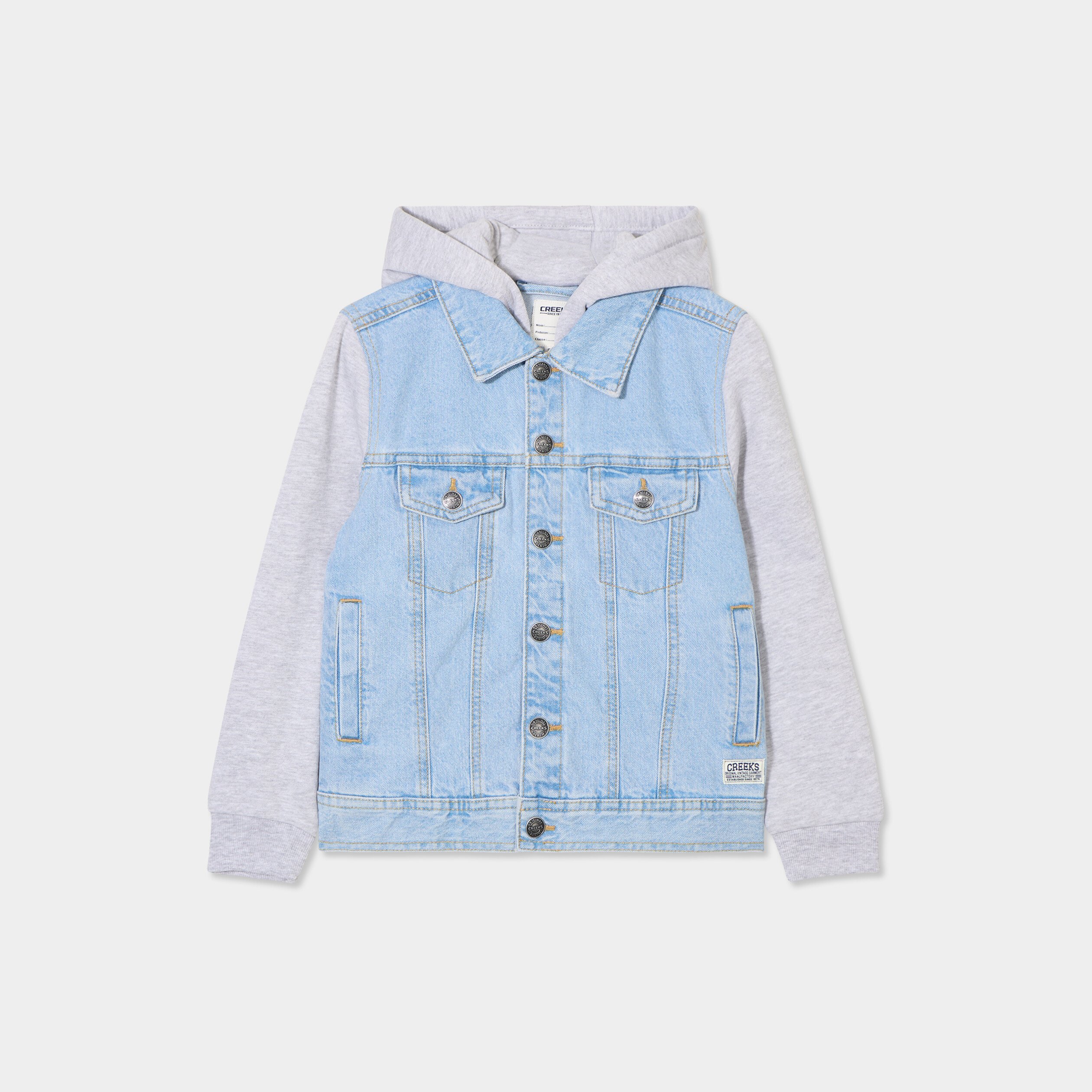veste en jean effet 2 en 1 a capuche denim triple stone garcon Veste en jean effet 2-en-1 à capuche denim triple stone garçon