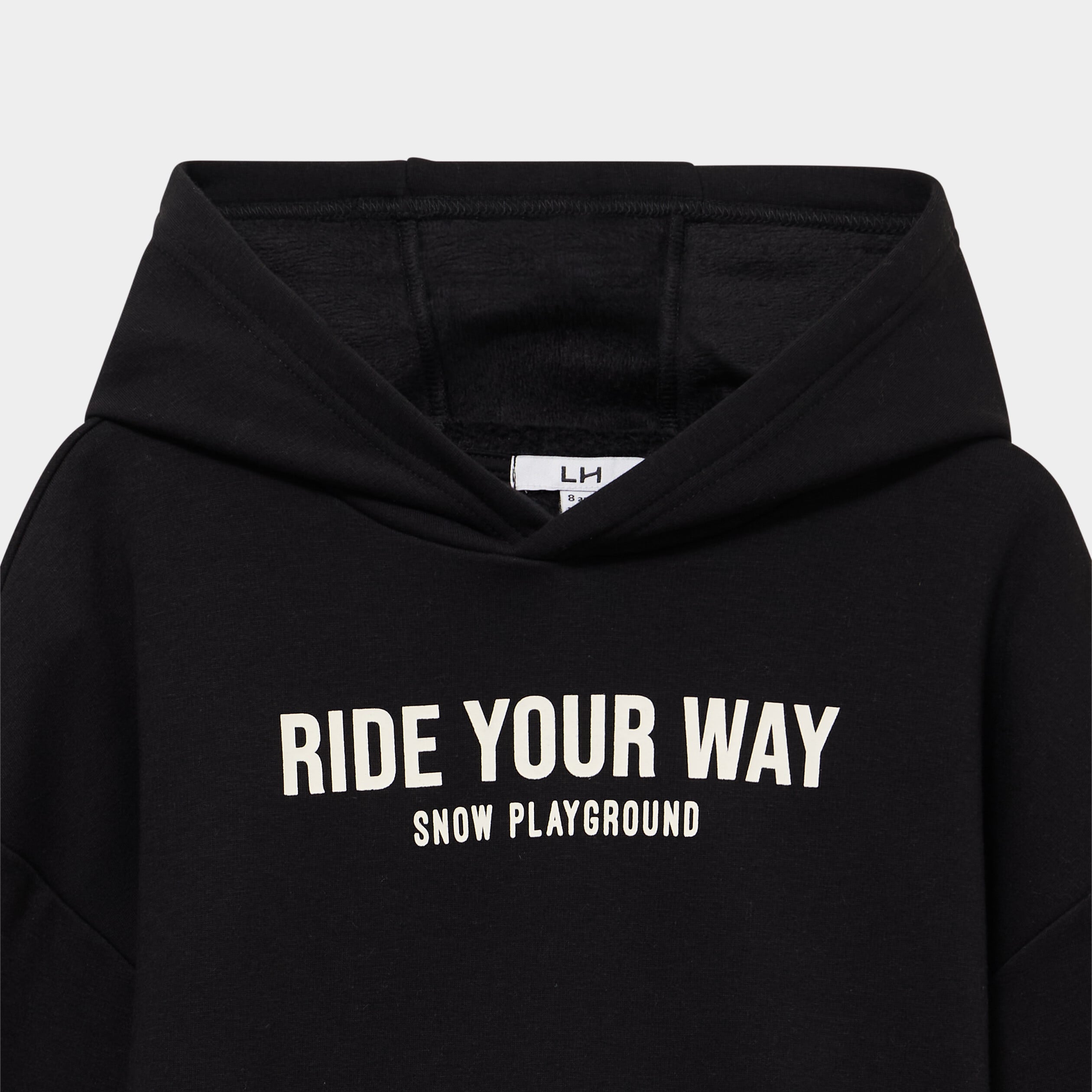 Sweat hoodie doubl&eacute; &agrave; capuche oversize noir gar&ccedil;on