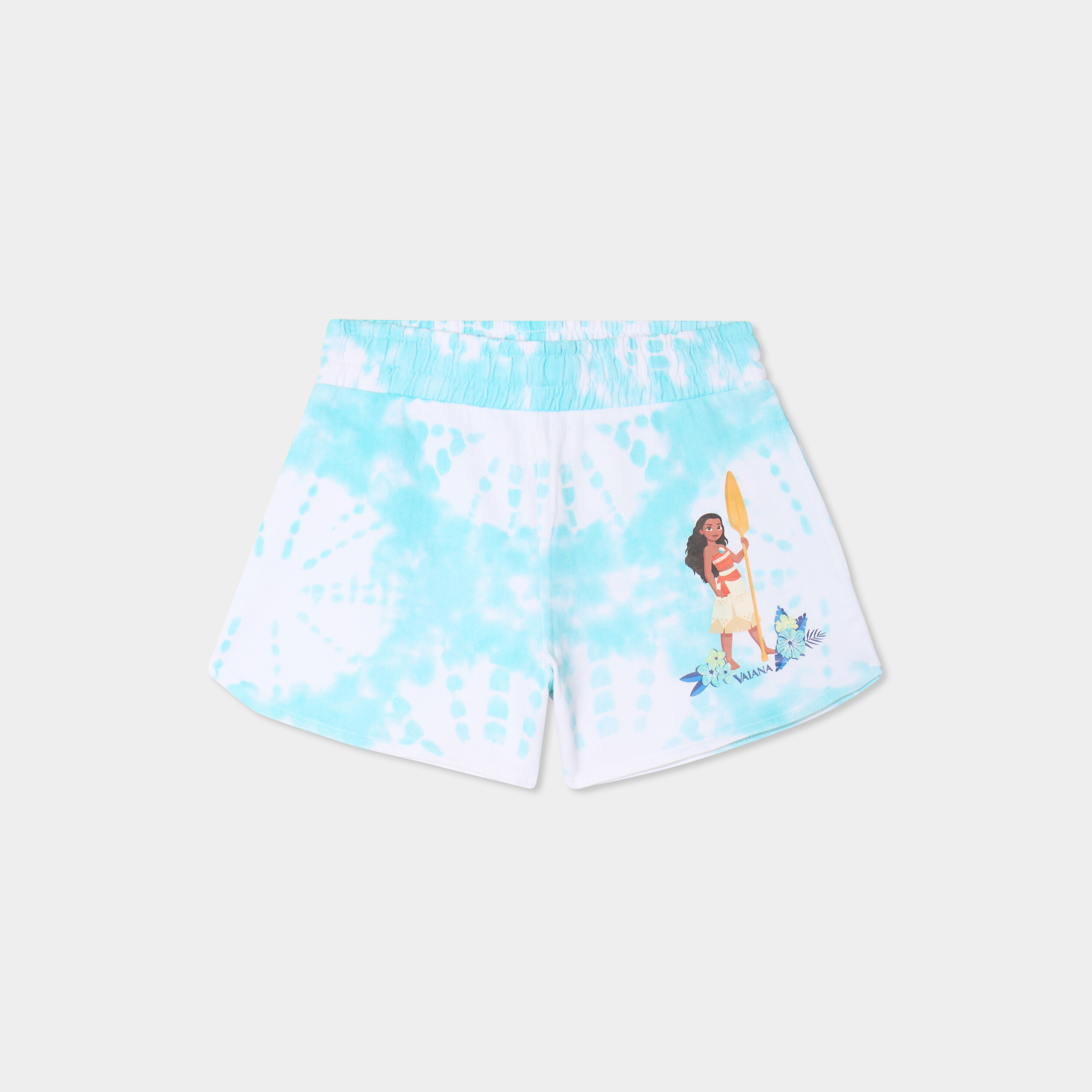 short taille elastiquee coton vaiana bleu turquoise fille Short taille élastiquée coton Vaiana bleu turquoise fille