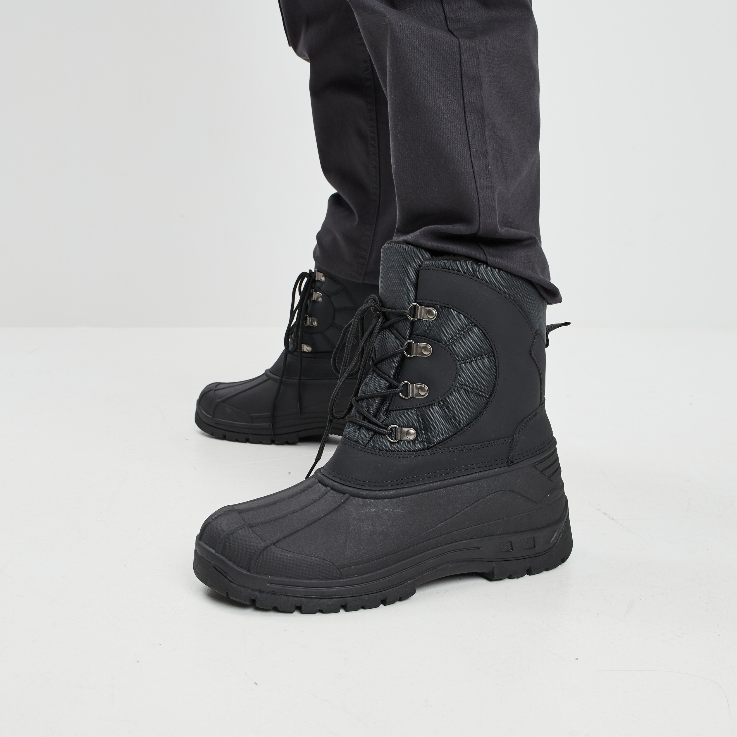 Bottes de neige à lacets noir homme