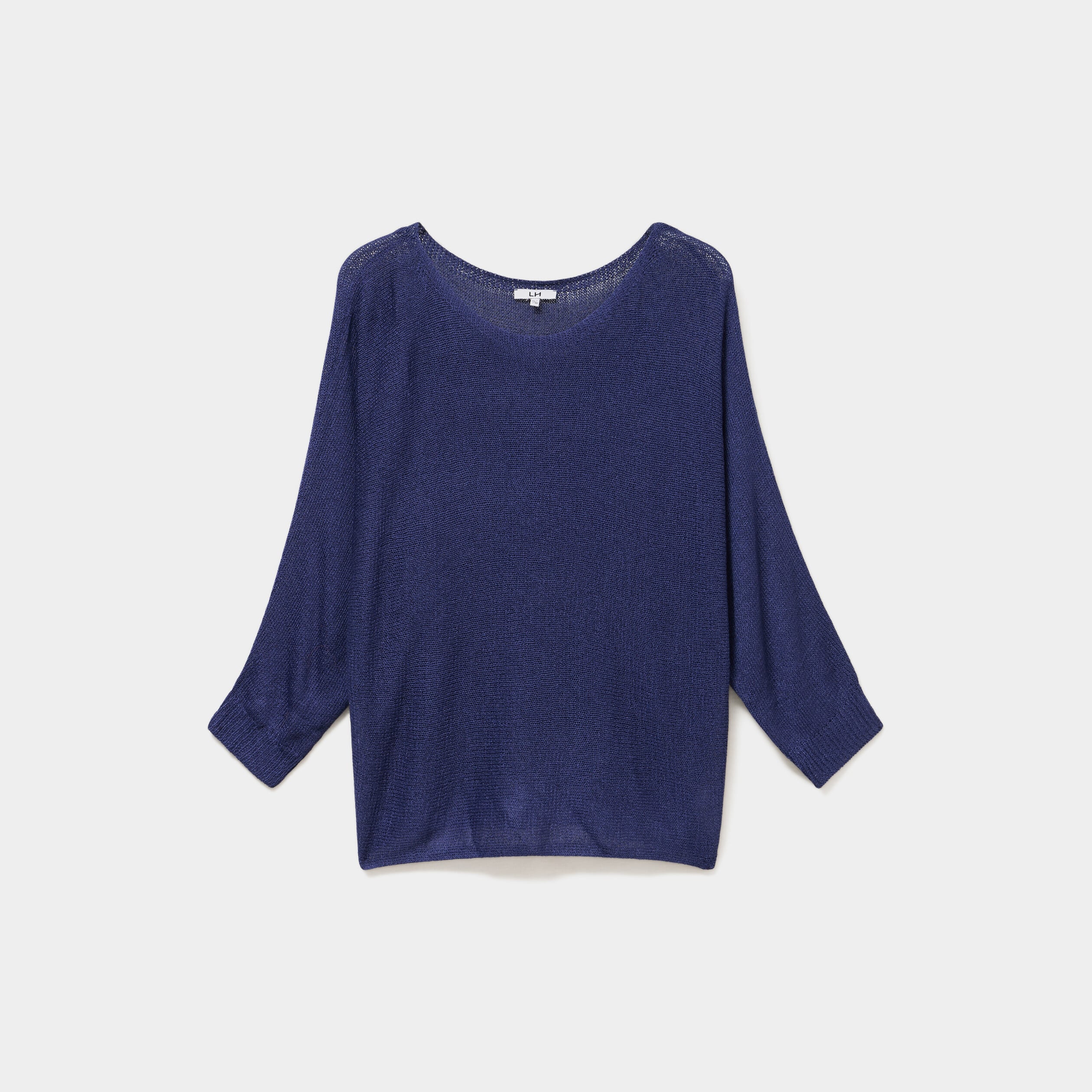 Pull manches longues col rond bleu marine femme grande taille