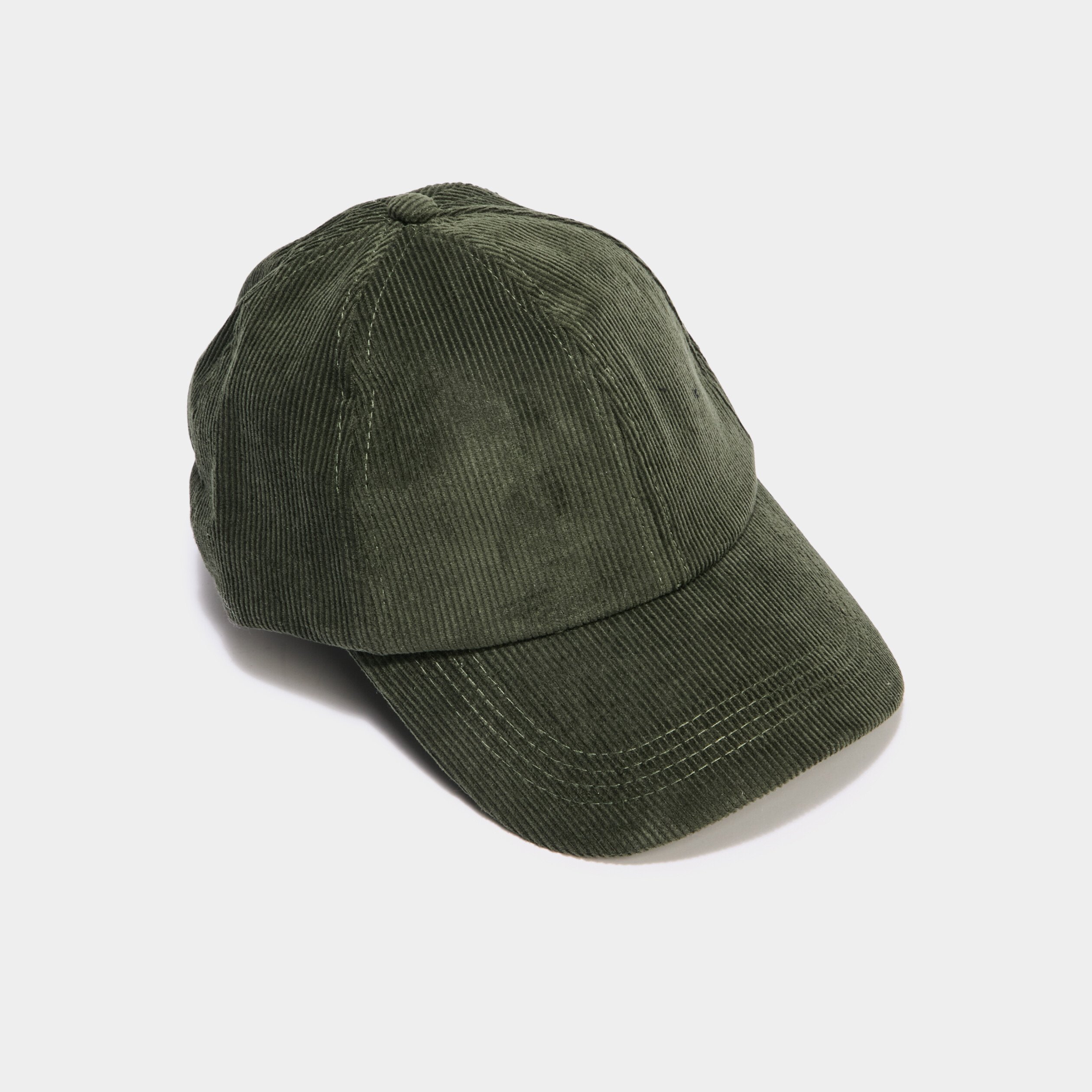Casquette effet velours côtelé vert kaki homme