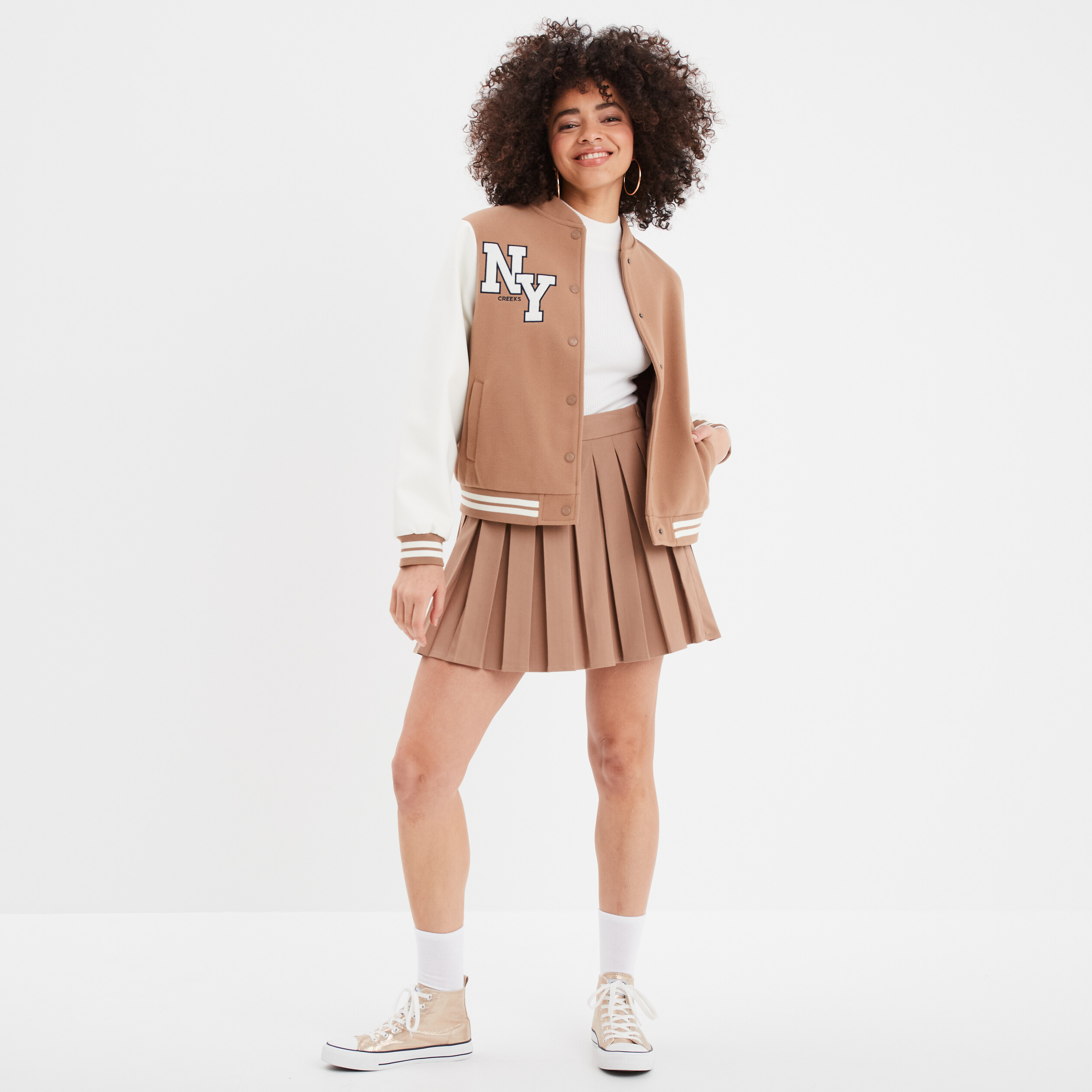 pull cotele col montant creeks blanc femme Pull côtelé col montant Creeks blanc femme