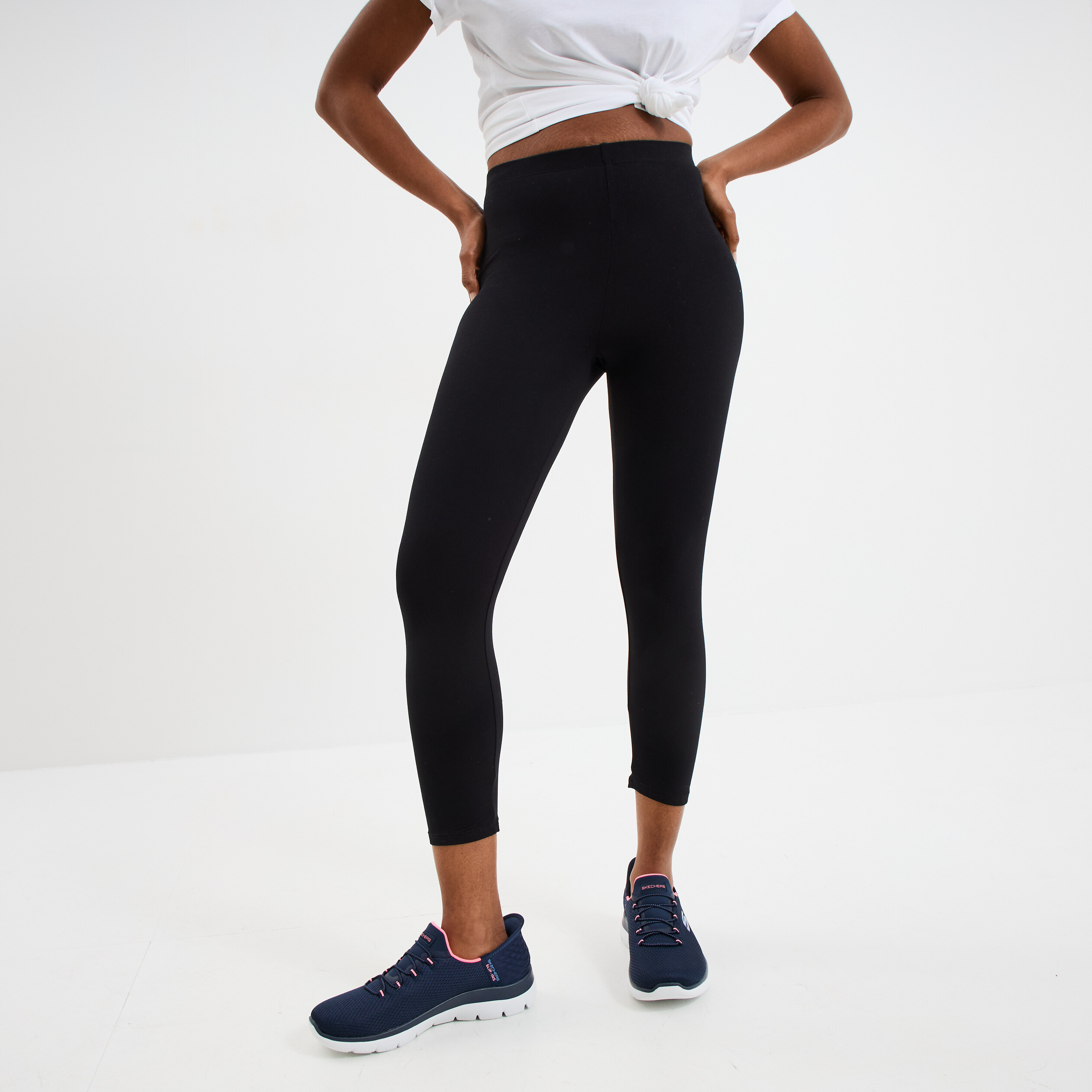 Pantalon legging femme taille élastique noir sport