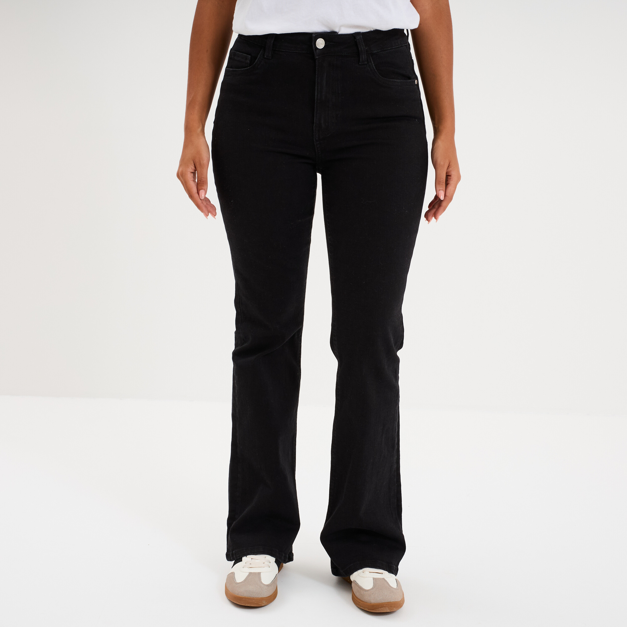 Jeans flare 5 poches denim noir femme