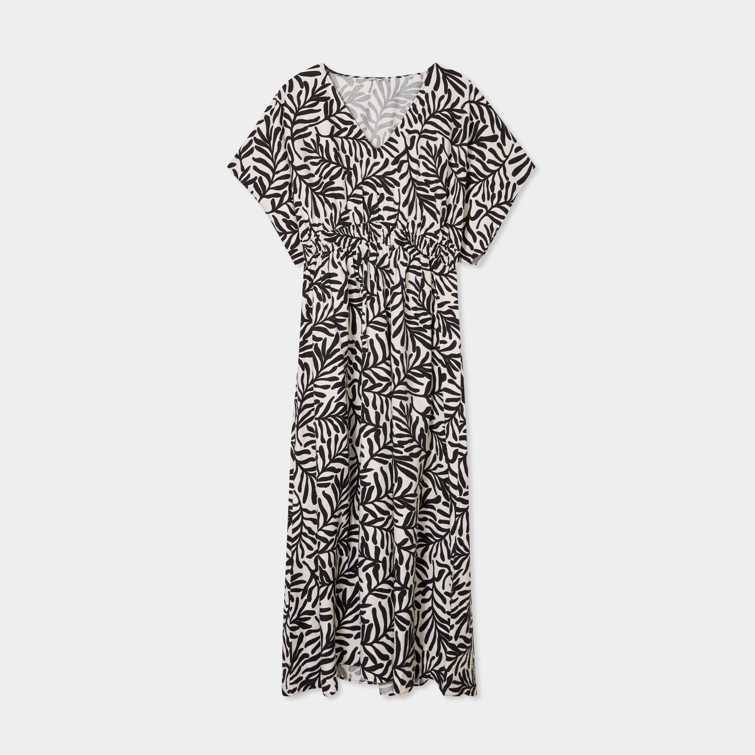 Robe longue fluide manches 3/4 blanc femme grande taille