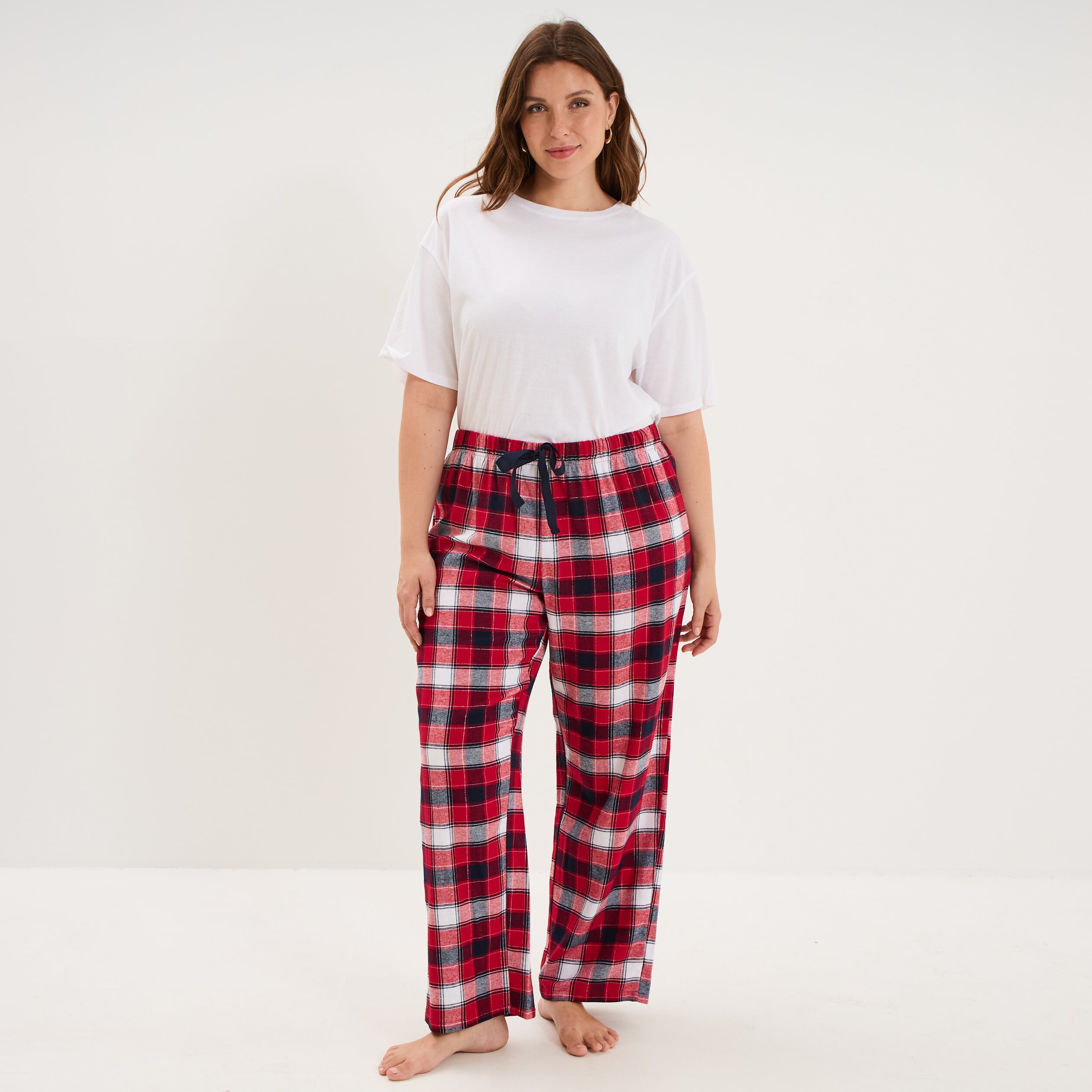 Pantalon de pyjama droit rouge femme grande taille