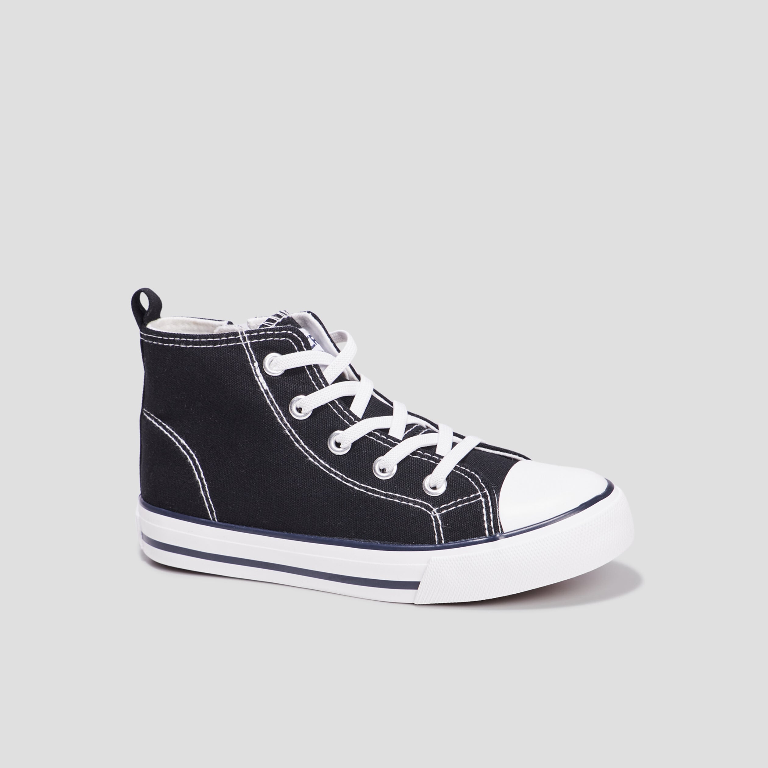 Baskets montantes en toile bout renforc&eacute; noir fille