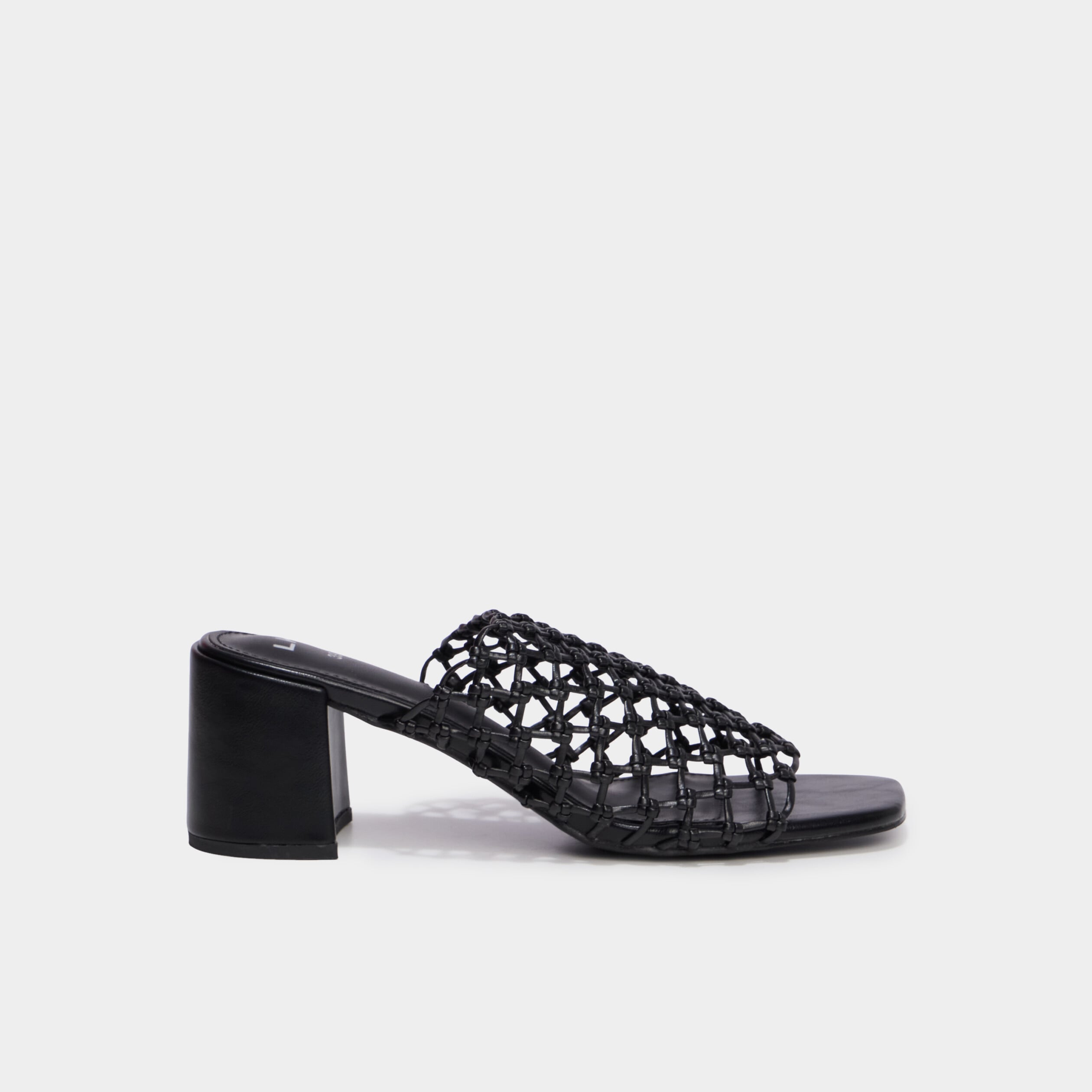Mules &agrave; talons dessus tress&eacute; noir femme