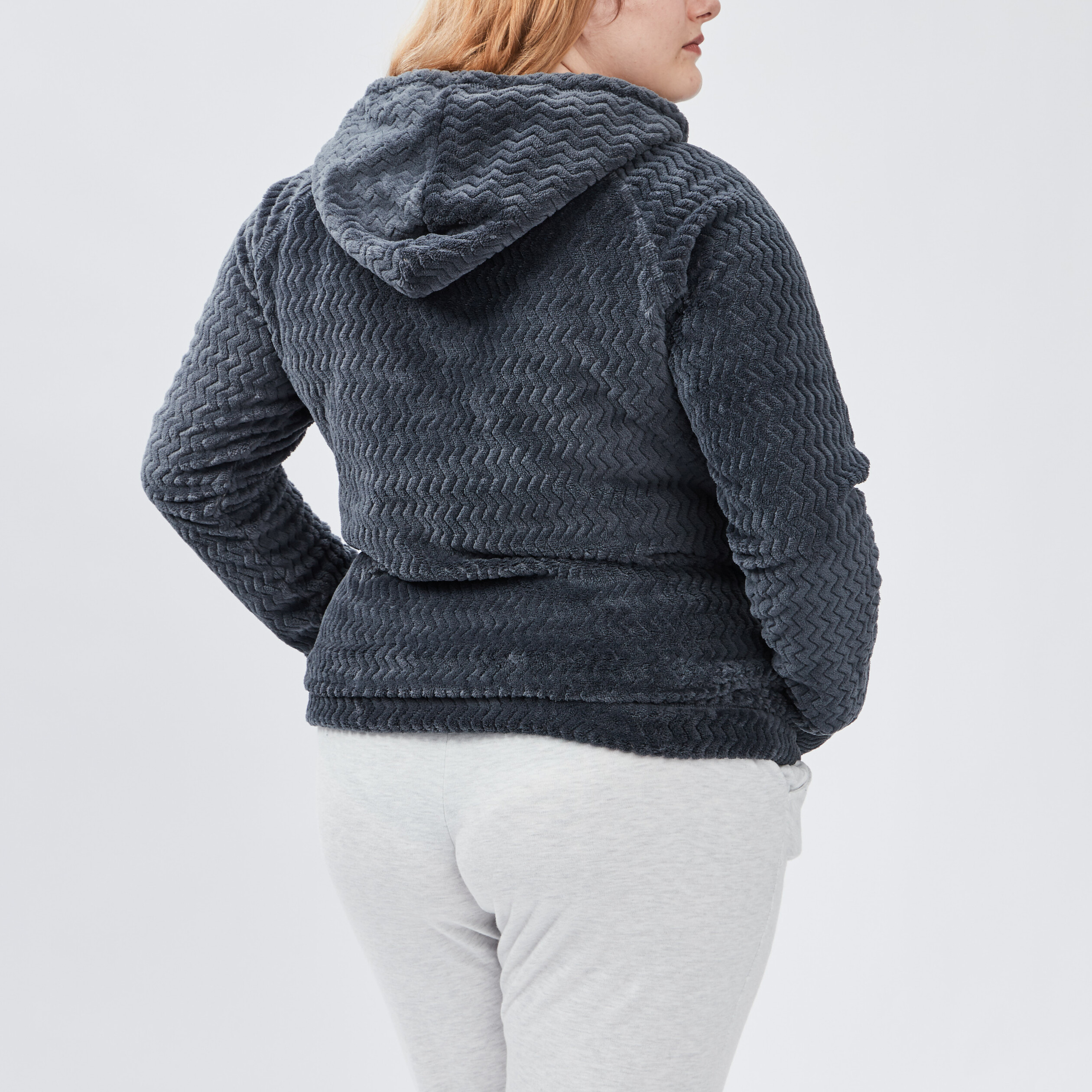 veste de pyjama a capuche gris femmegt Veste de pyjama à capuche gris femme grande taille