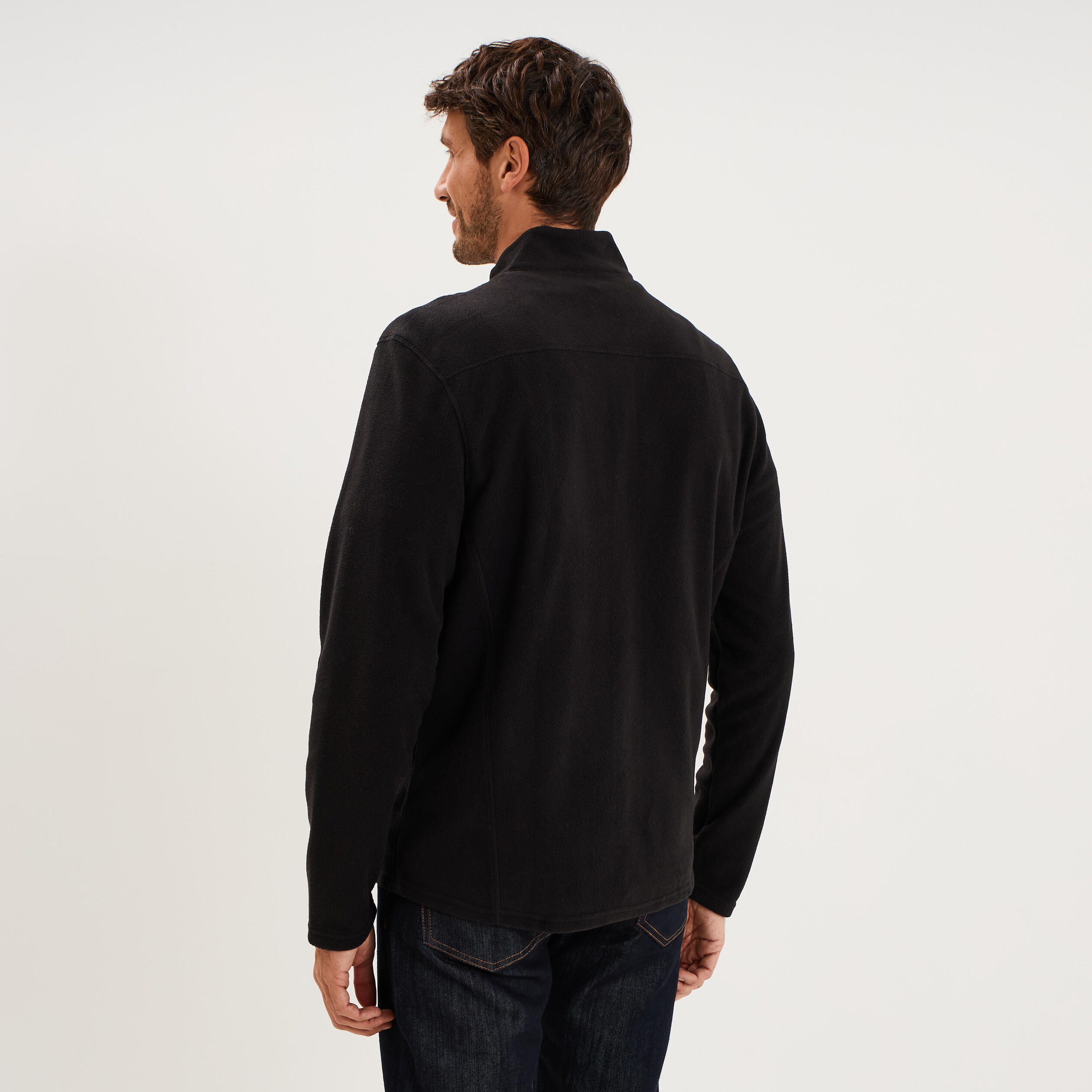 Veste polaire zipp&eacute; col montant noir homme