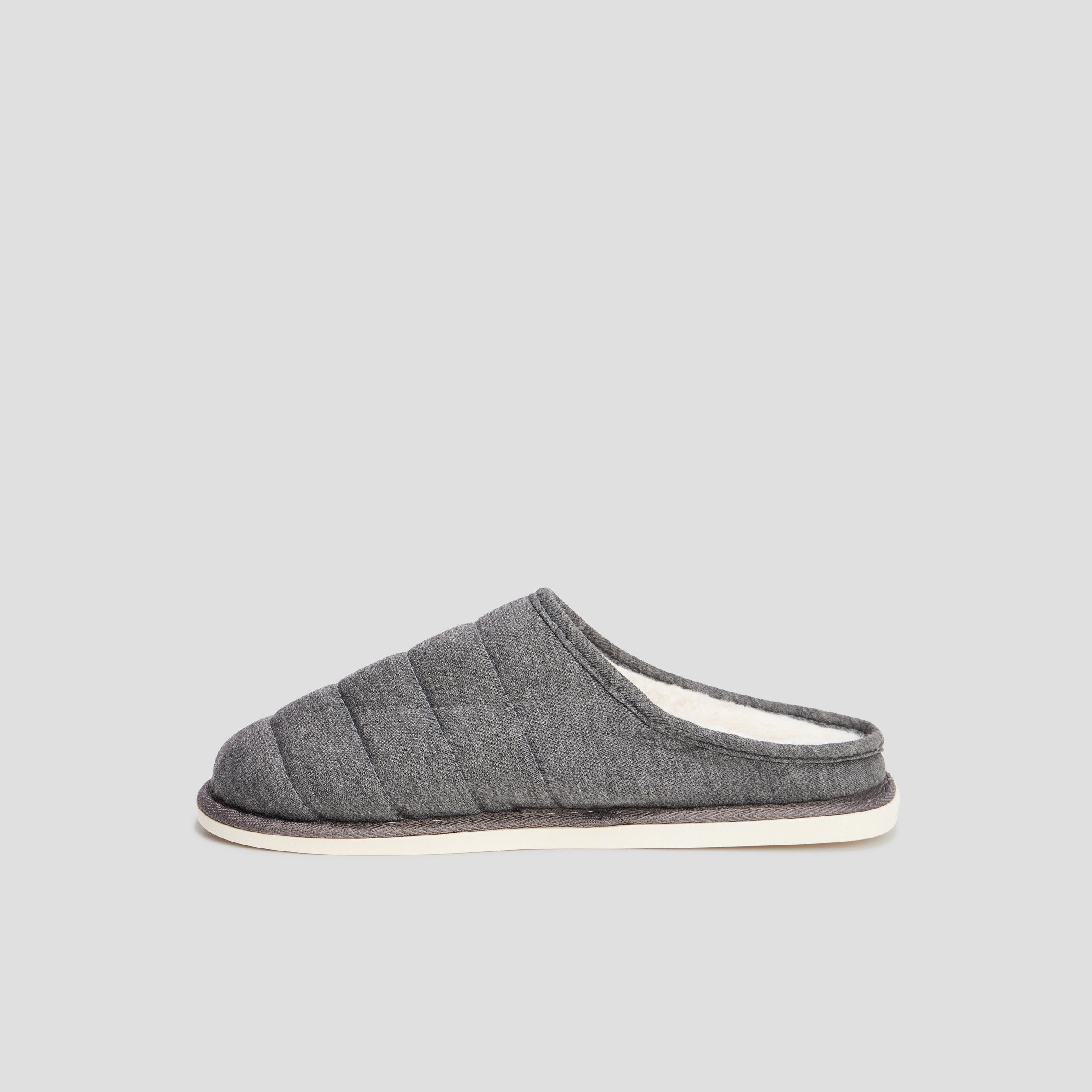 chaussons mules matelasses fourres gris homme Chaussons mules matelassés fourrés gris homme