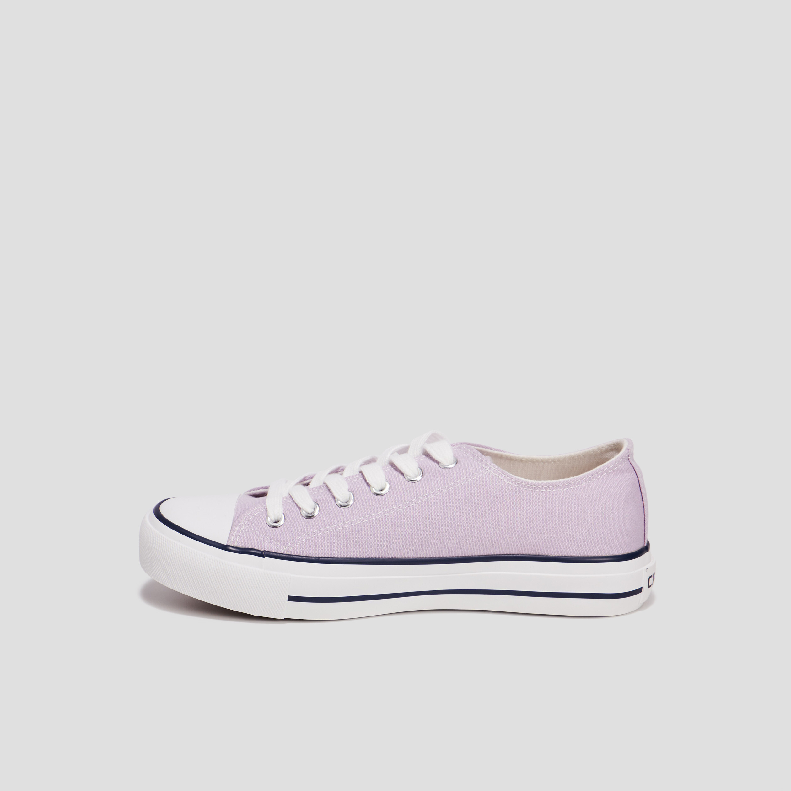 Tennis en toile &agrave; lacets mauve femme