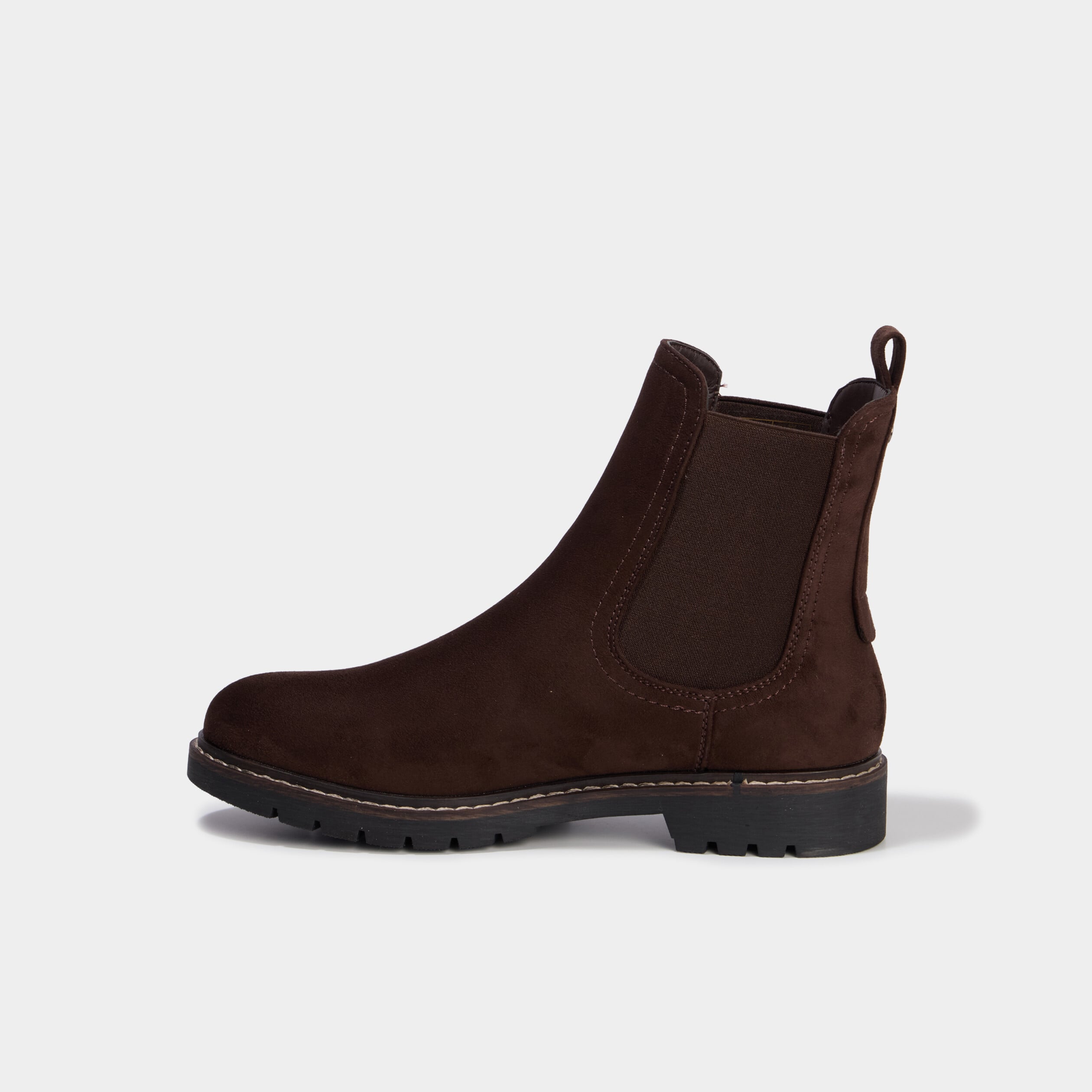 Boots chelsea effet su&eacute;dine marron fonc&eacute; femme